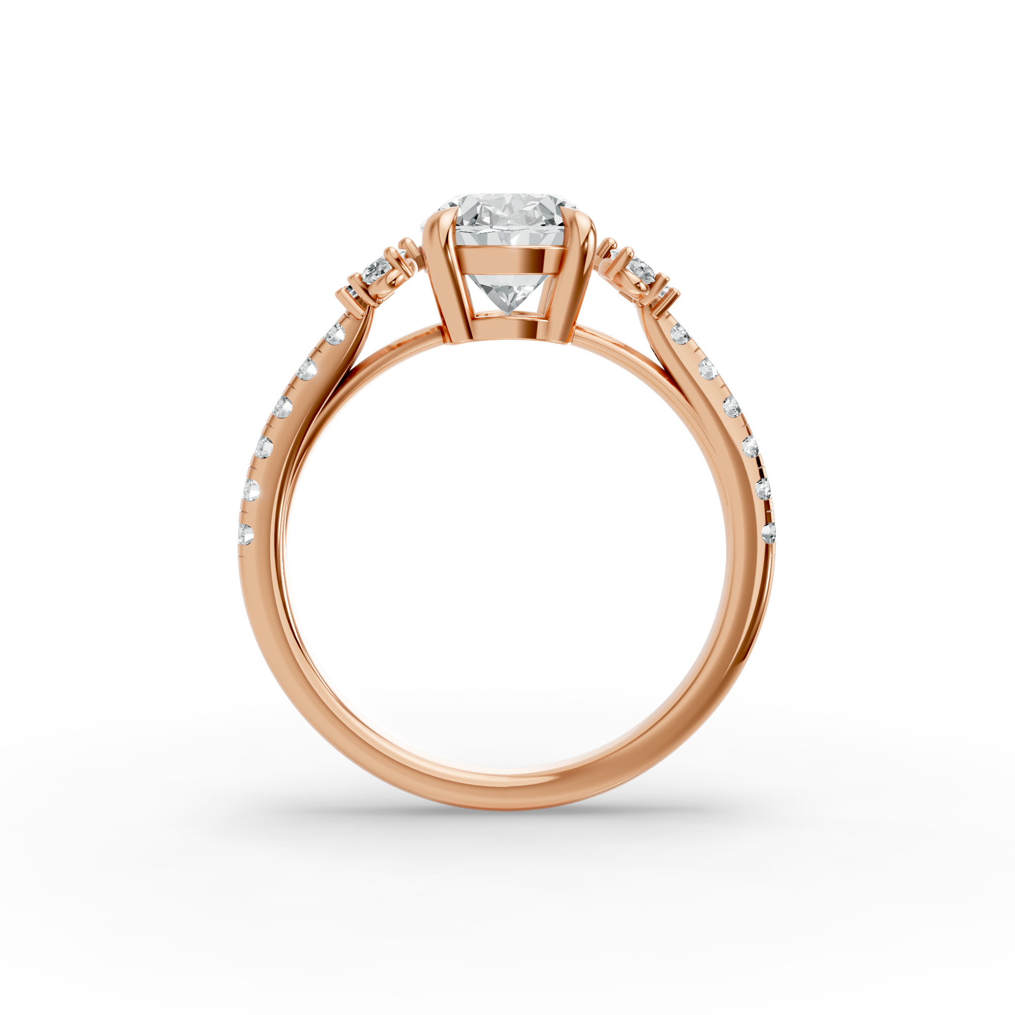Oval Shape Diamond Fancy Engagement Ring in Gold