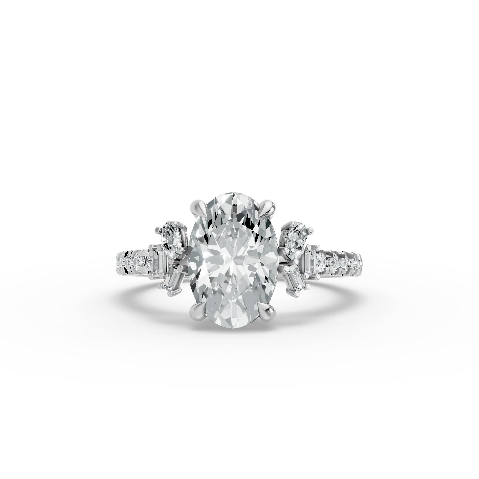 Oval Shape Diamond Fancy Engagement Ring in Gold