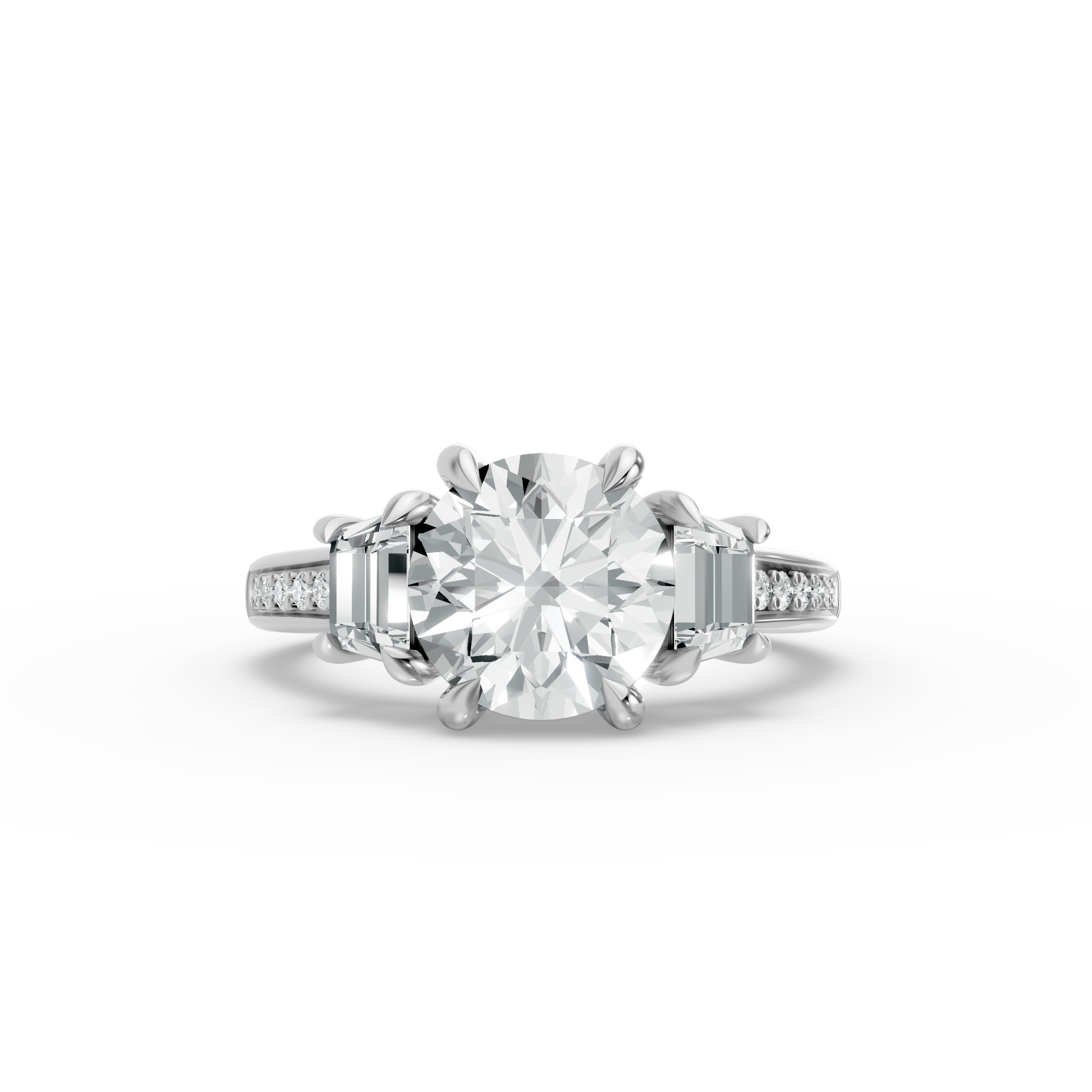 Round Shape Diamond Fancy Engagement Ring in Gold