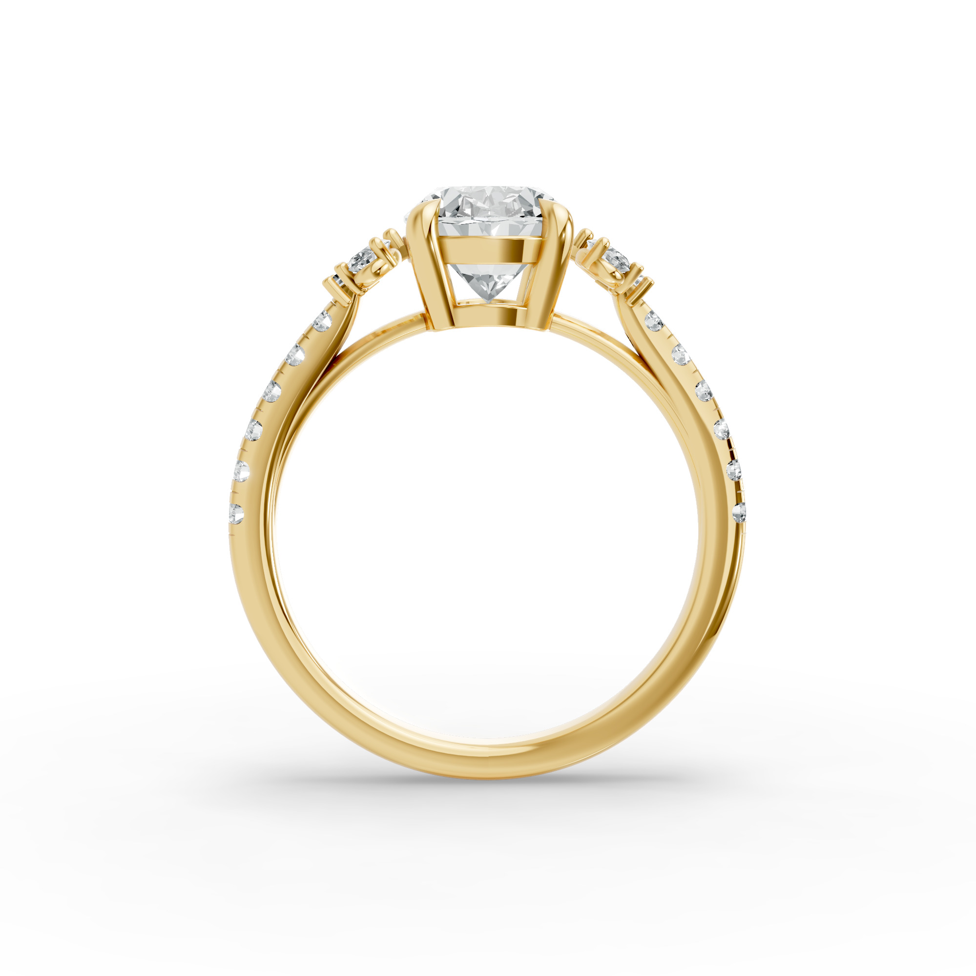 Oval Shape Diamond Fancy Engagement Ring in Gold