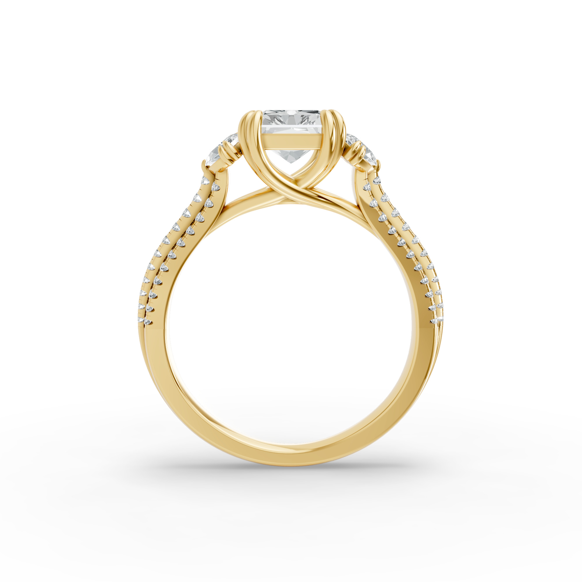 Radiant Shape Diamond Fancy Engagement Ring in Gold