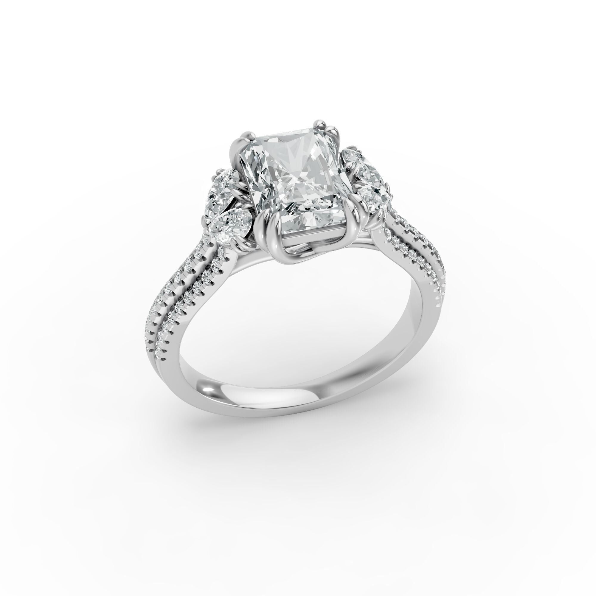 Radiant Shape Diamond Fancy Engagement Ring in Gold