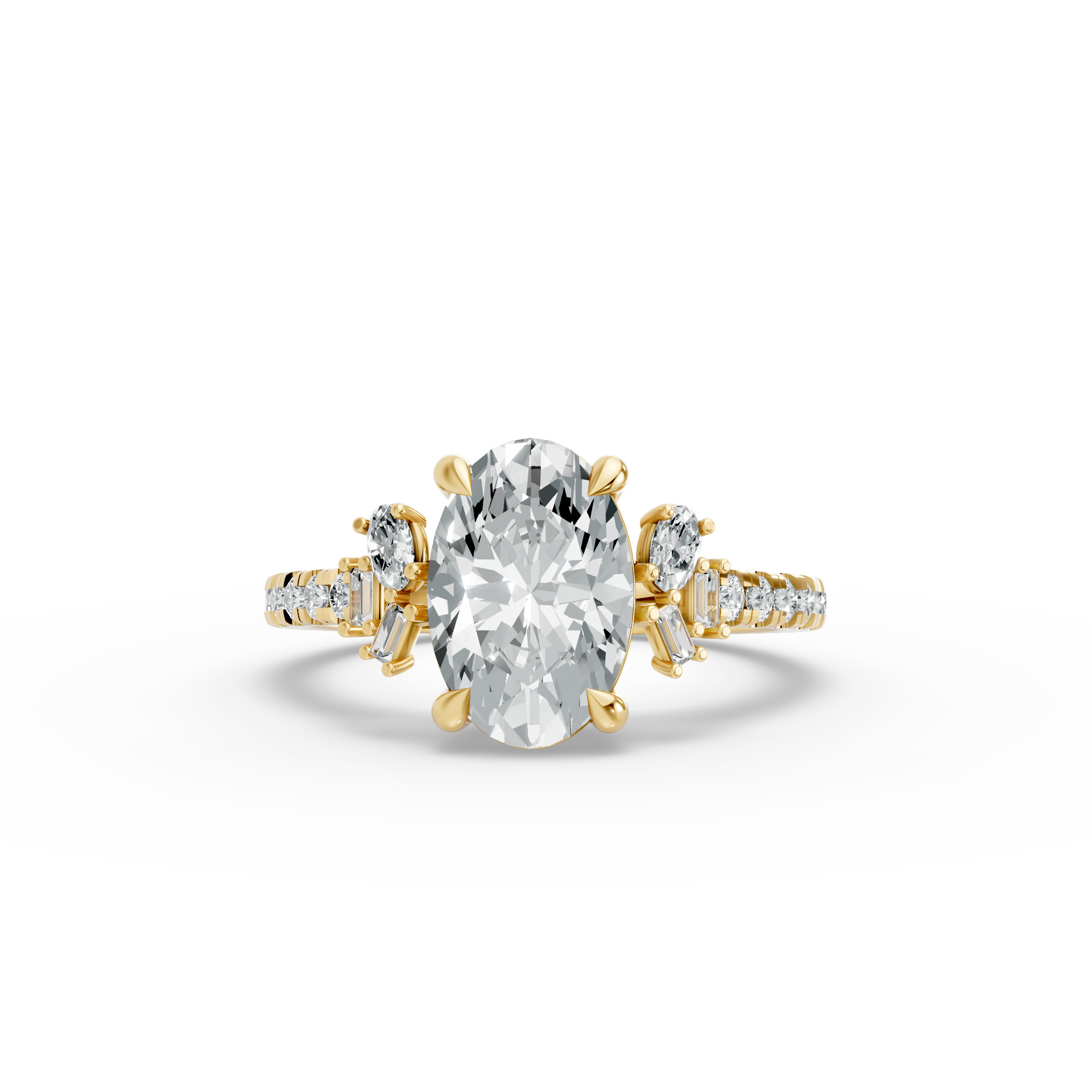 Oval Shape Diamond Fancy Engagement Ring in Gold