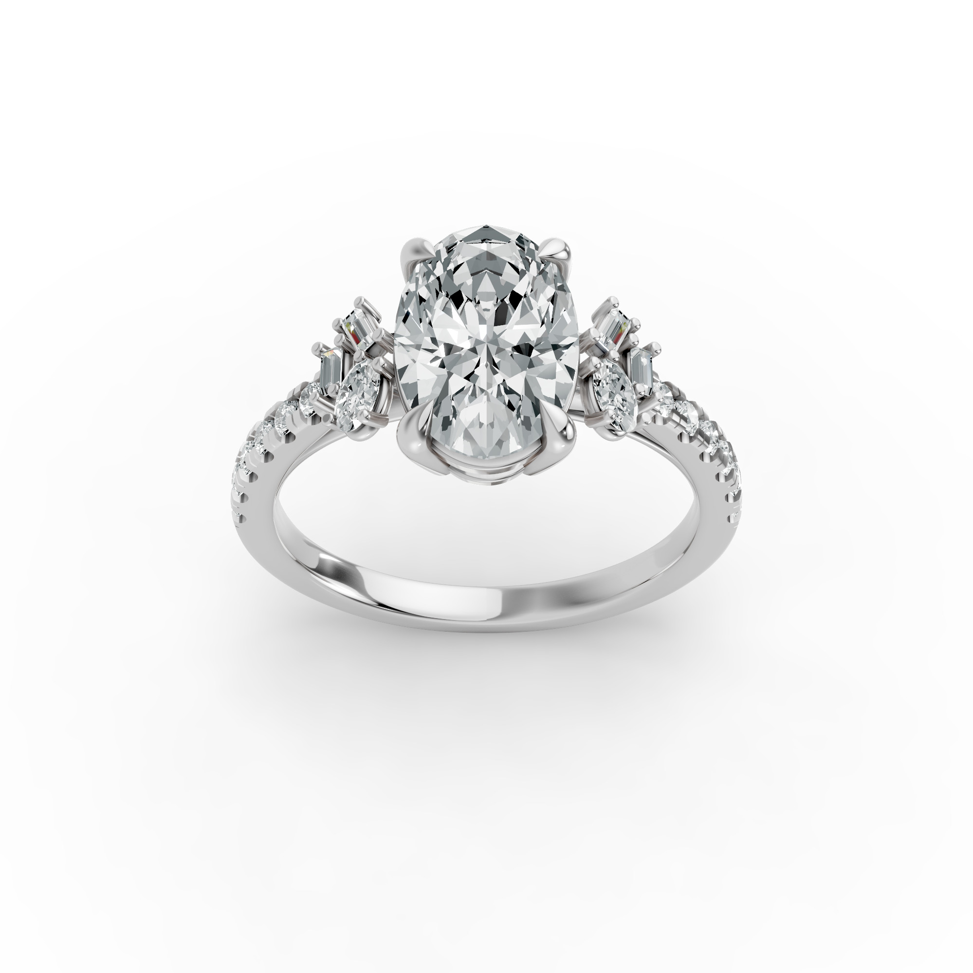 Oval Shape Diamond Fancy Engagement Ring in Gold
