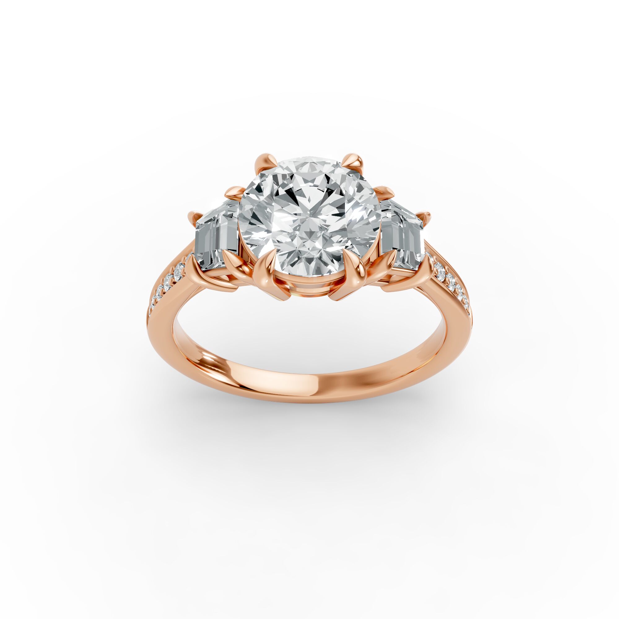 Round Shape Diamond Fancy Engagement Ring in Gold