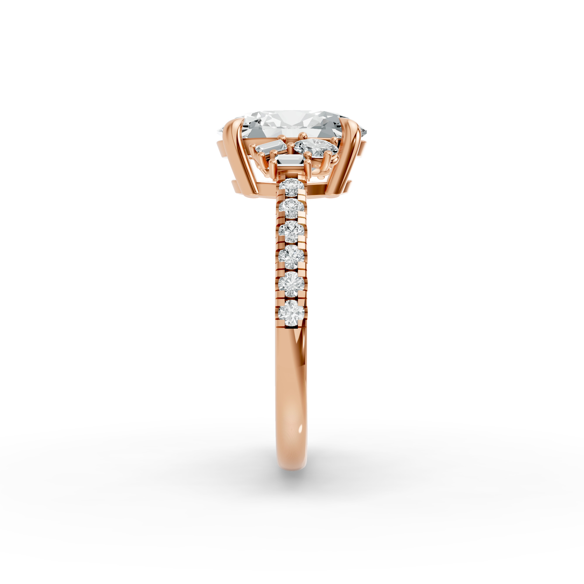Oval Shape Diamond Fancy Engagement Ring in Gold