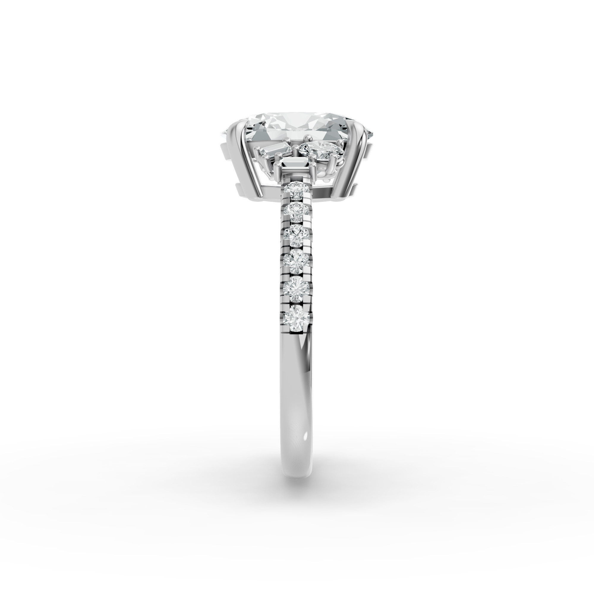 Oval Shape Diamond Fancy Engagement Ring in Gold