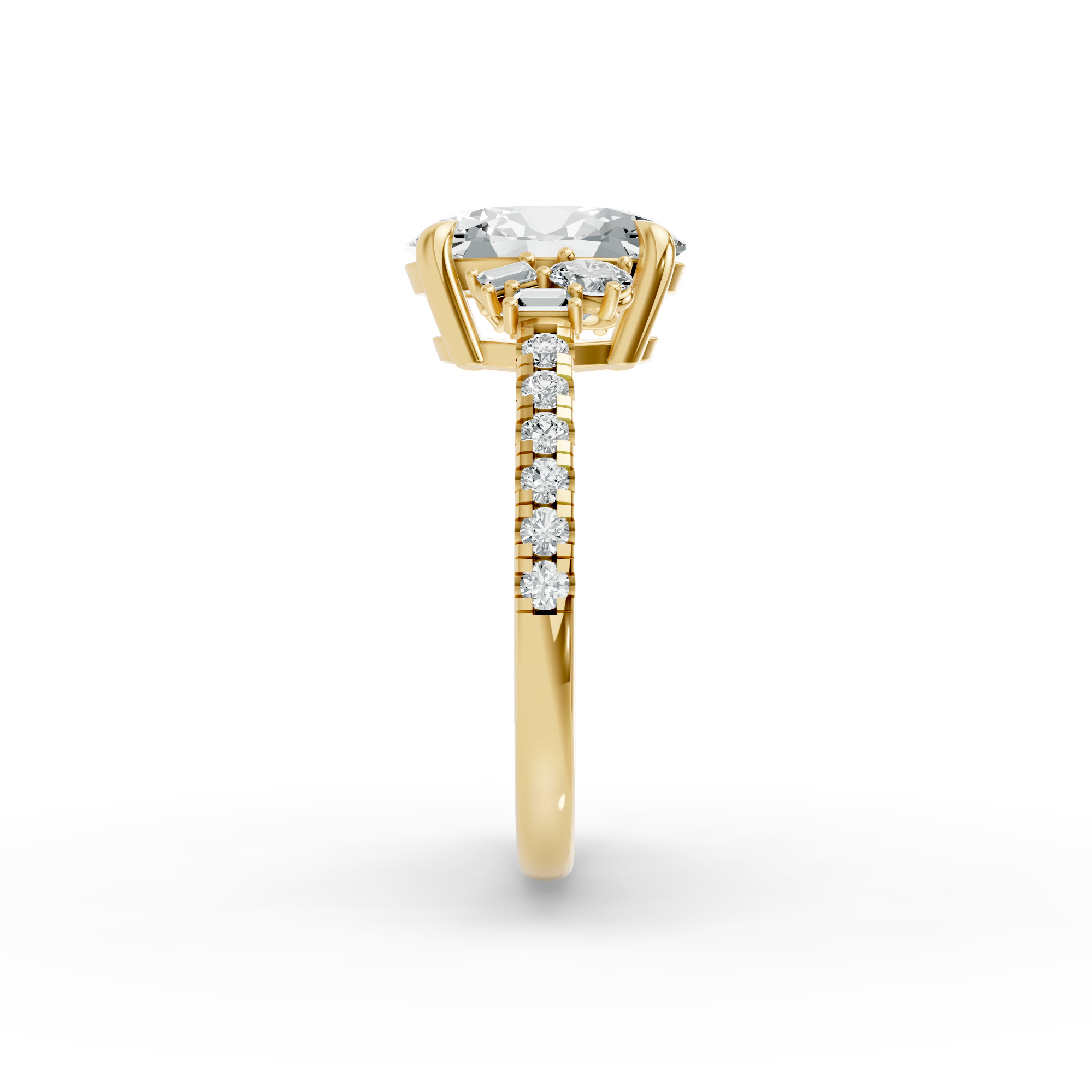 Oval Shape Diamond Fancy Engagement Ring in Gold