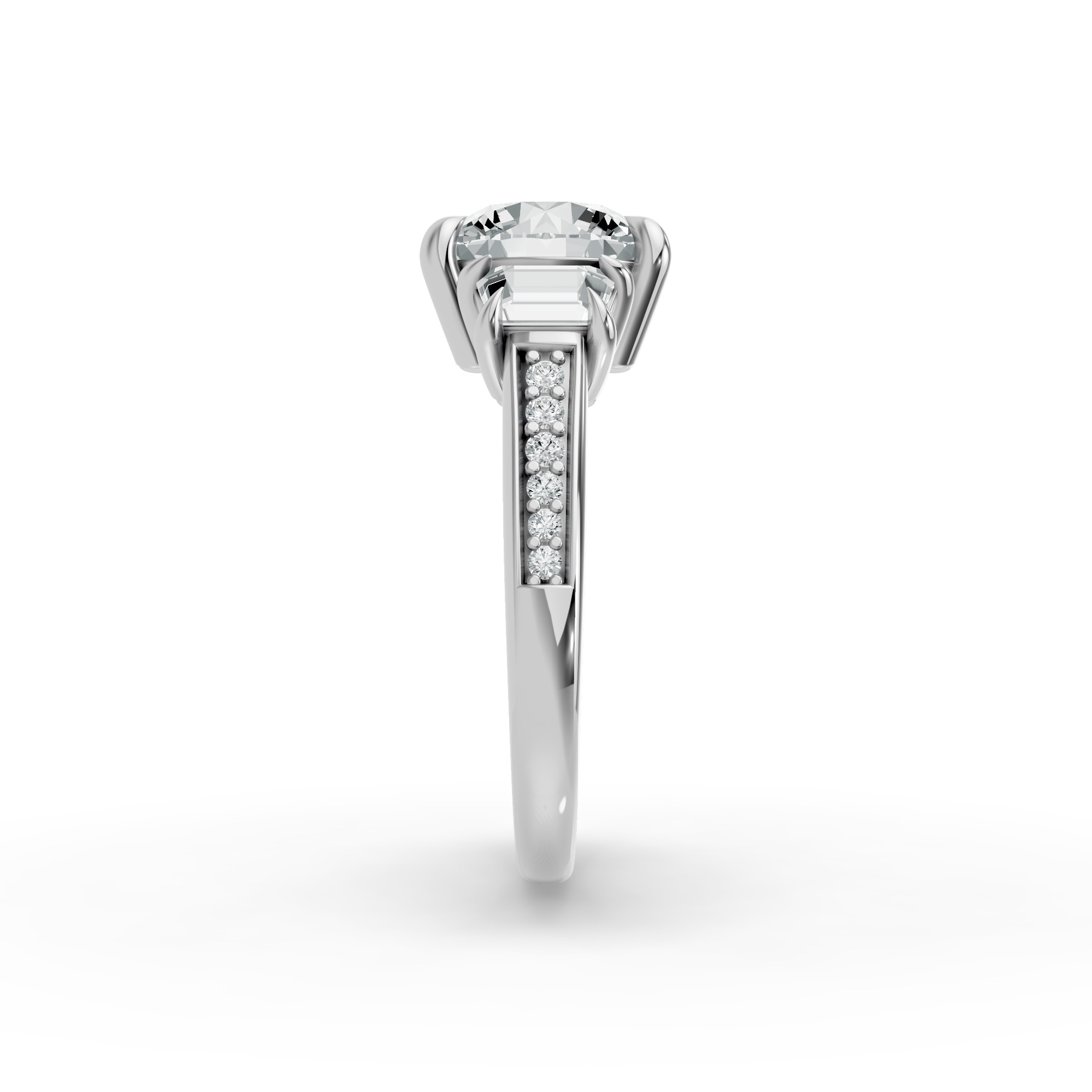 Round Shape Diamond Fancy Engagement Ring in Gold