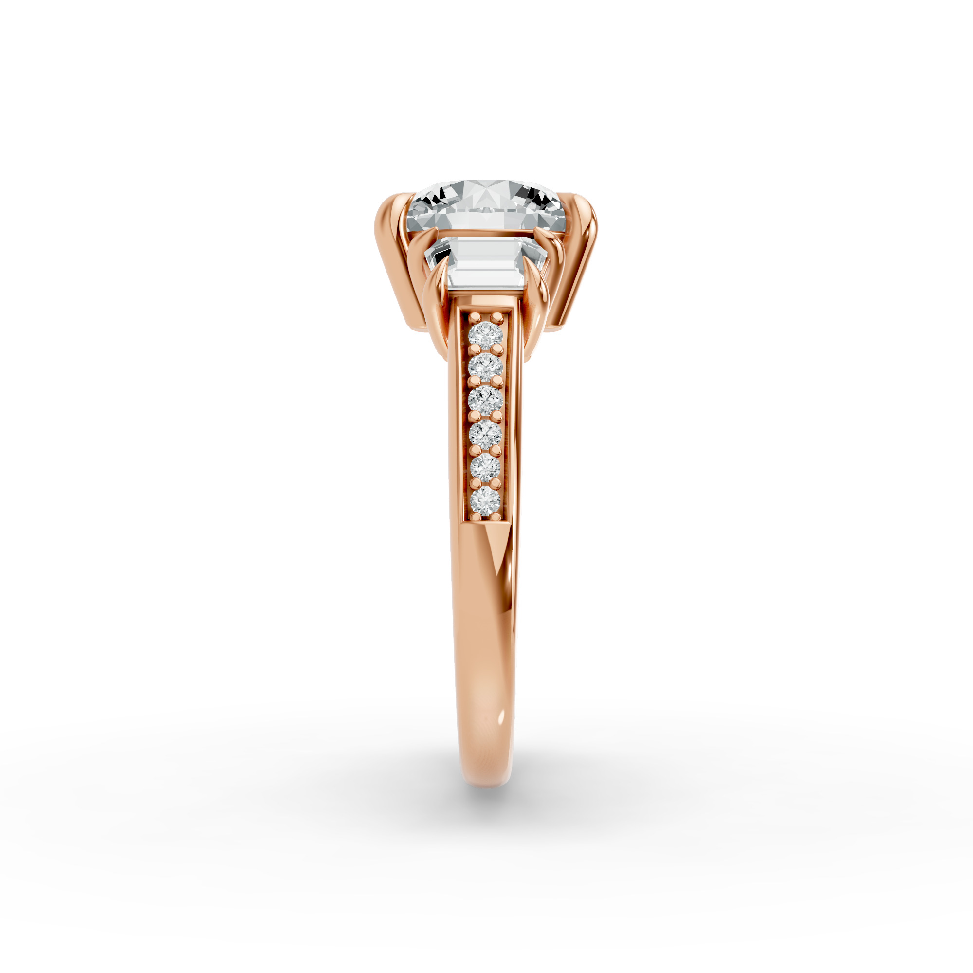 Round Shape Diamond Fancy Engagement Ring in Gold