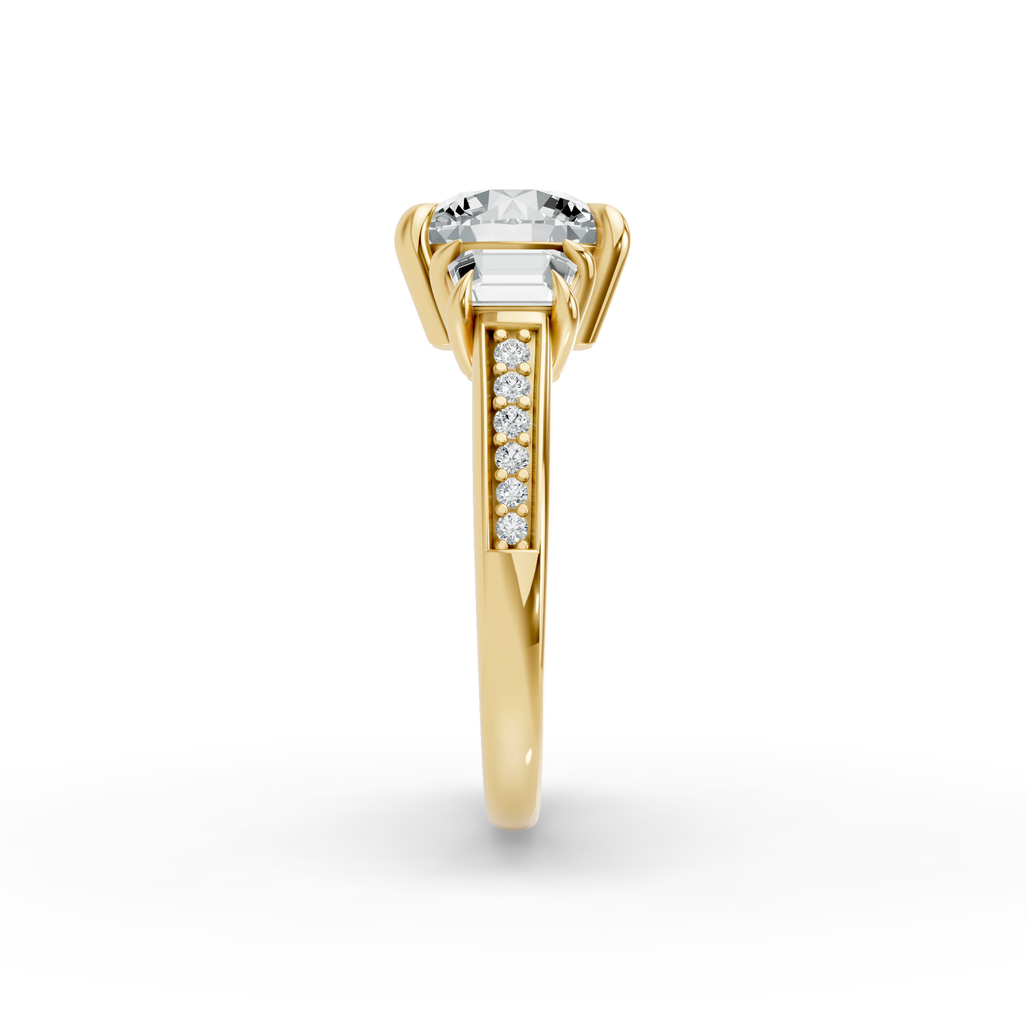 Round Shape Diamond Fancy Engagement Ring in Gold