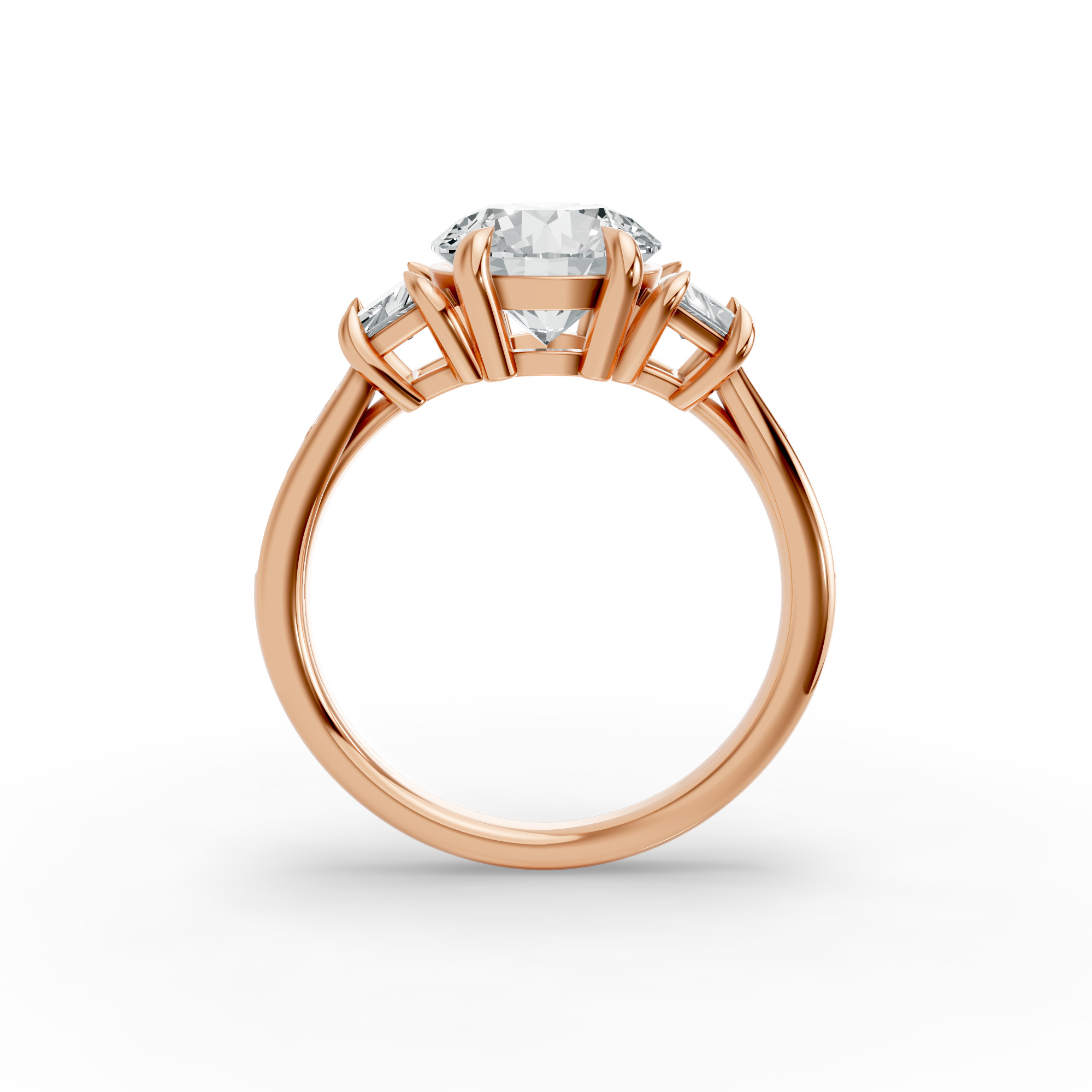 Round Shape Diamond Fancy Engagement Ring in Gold