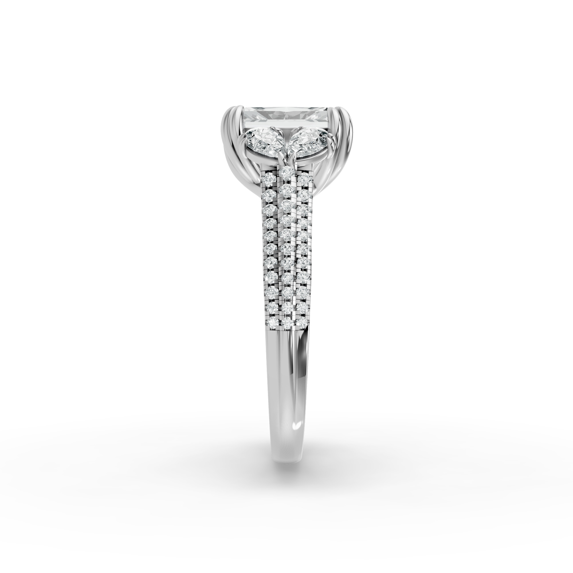 Radiant Shape Diamond Fancy Engagement Ring in Gold