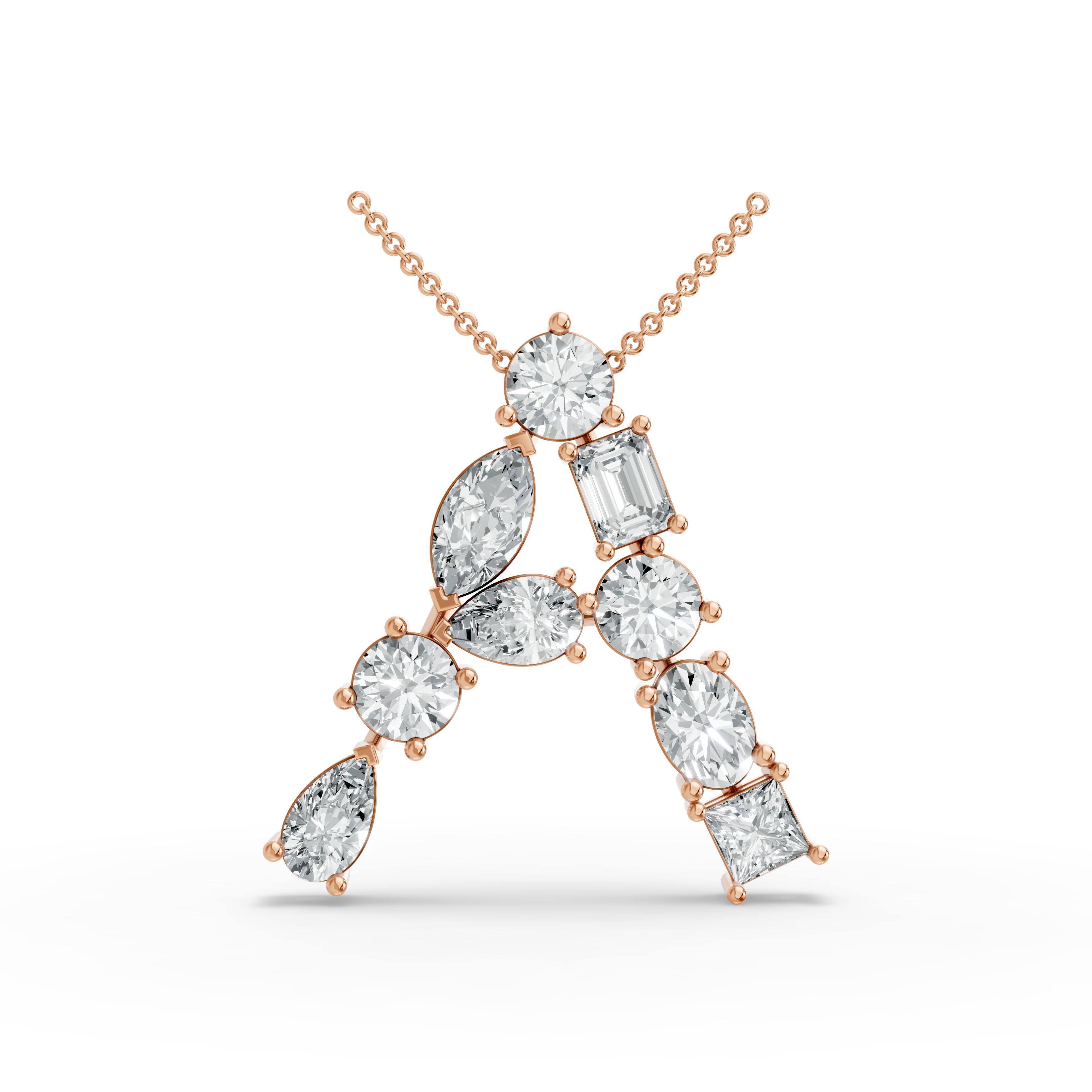 Princess Shape Diamond Alphabet Collection in Gold
