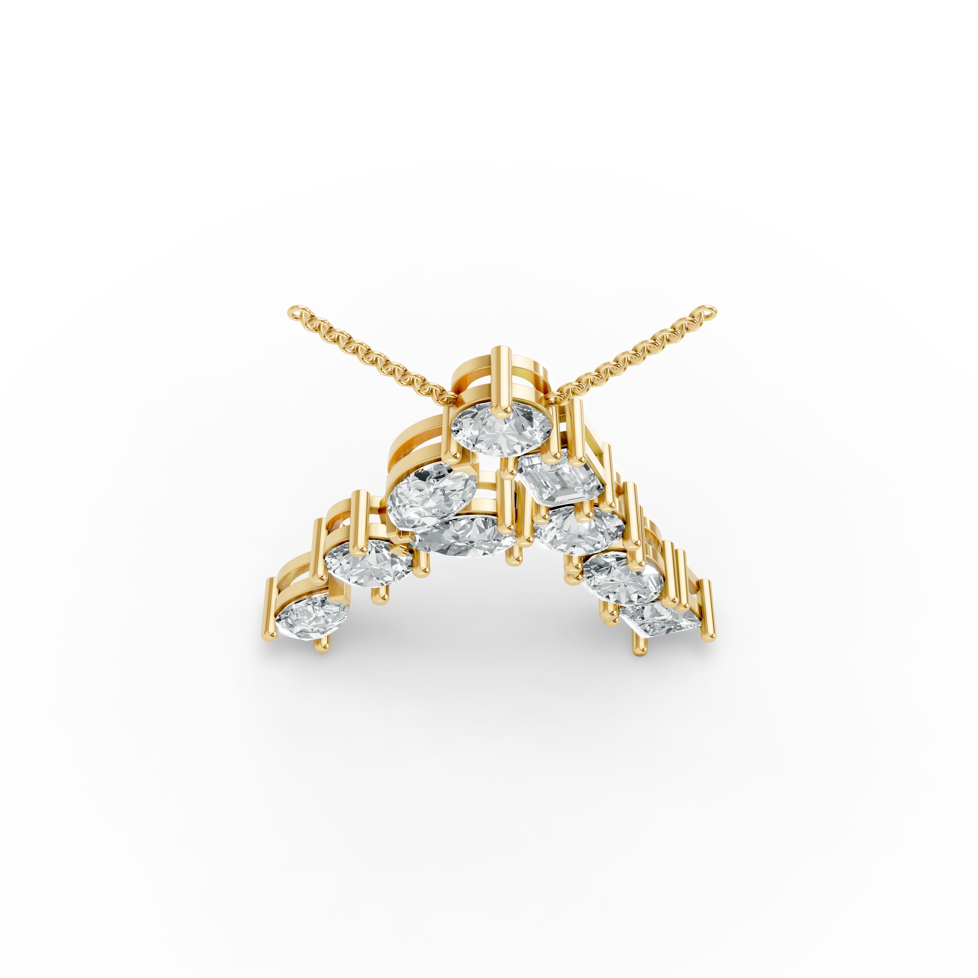 Princess Shape Diamond Alphabet Collection in Gold