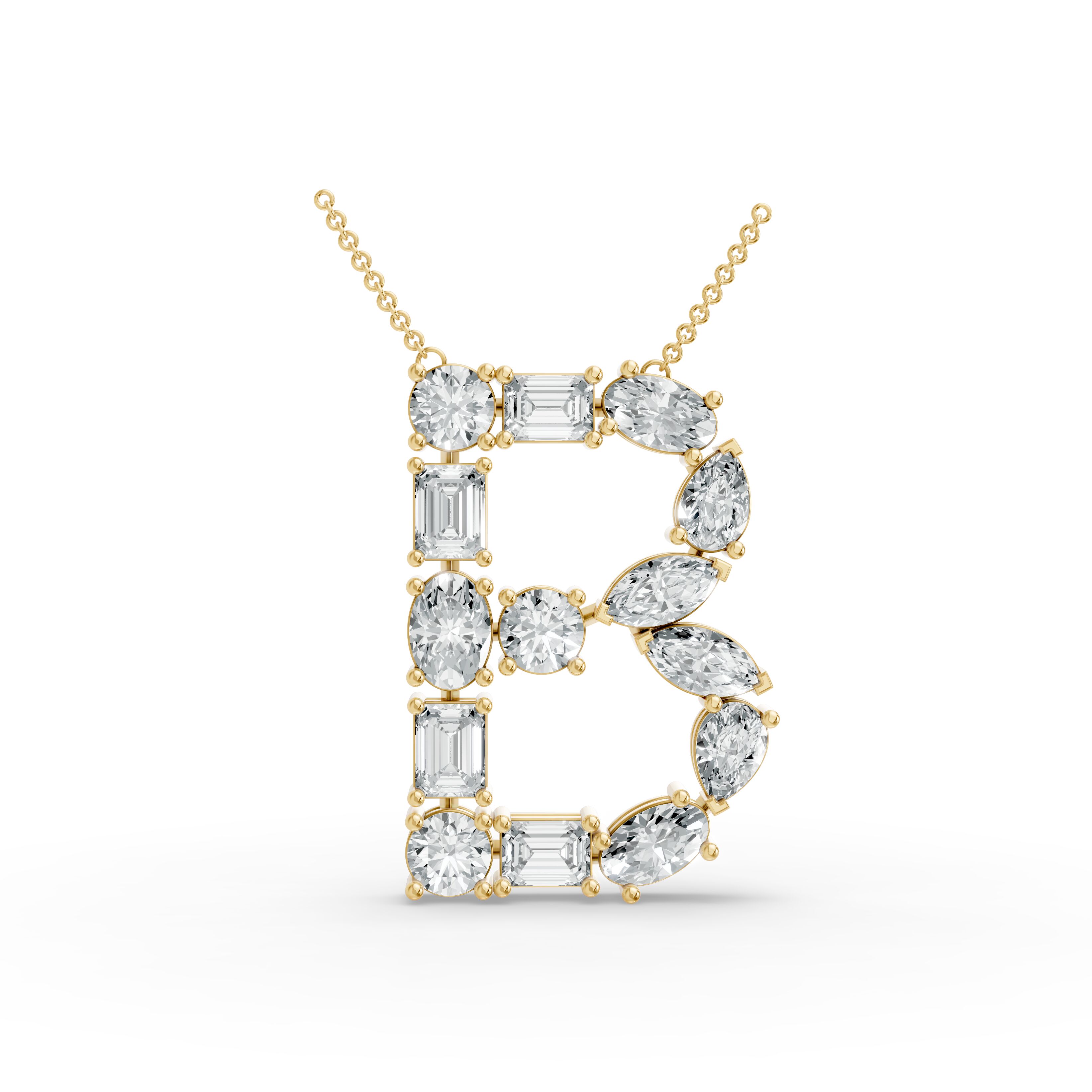Emerald Shape Diamond Alphabet Collection in Gold