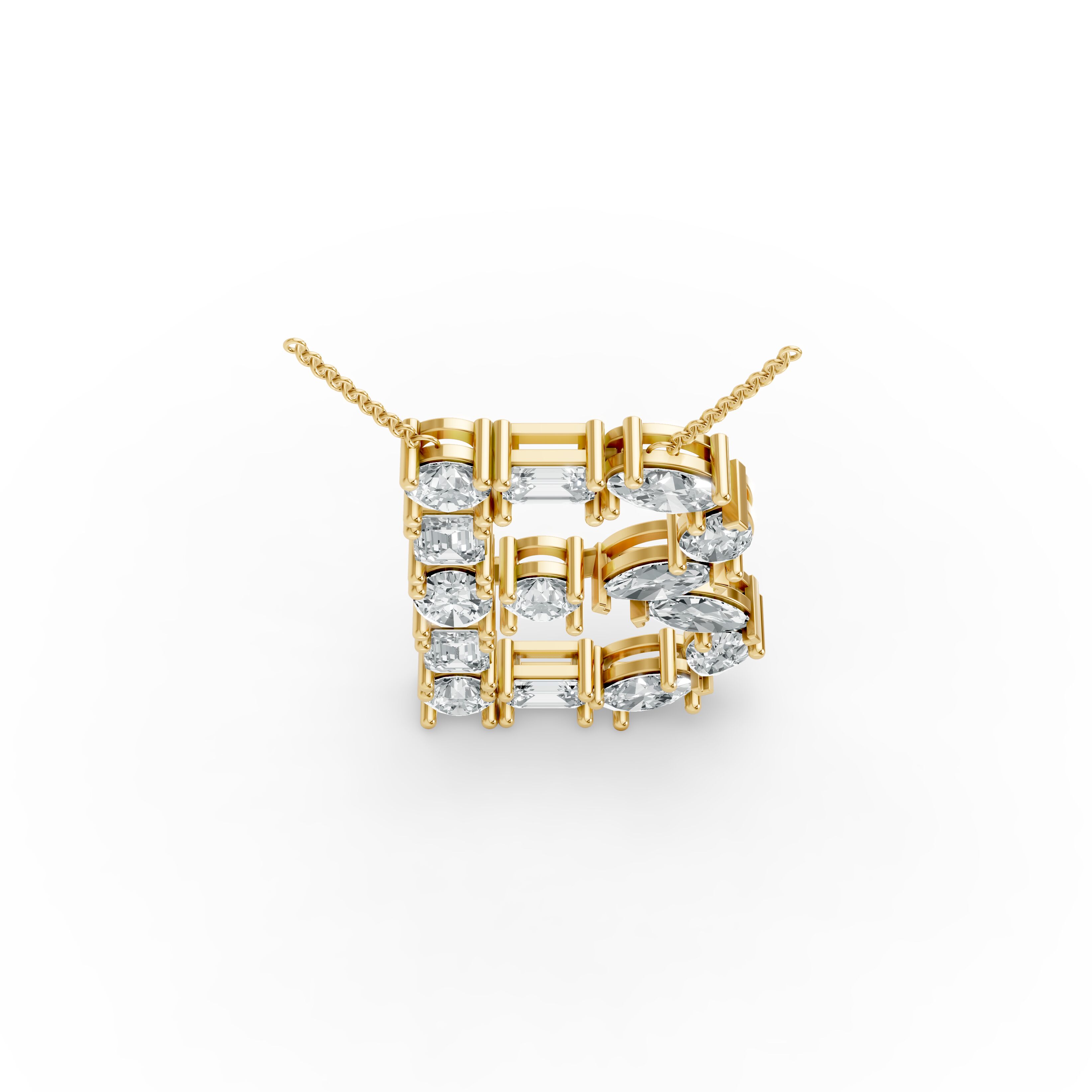 Emerald Shape Diamond Alphabet Collection in Gold