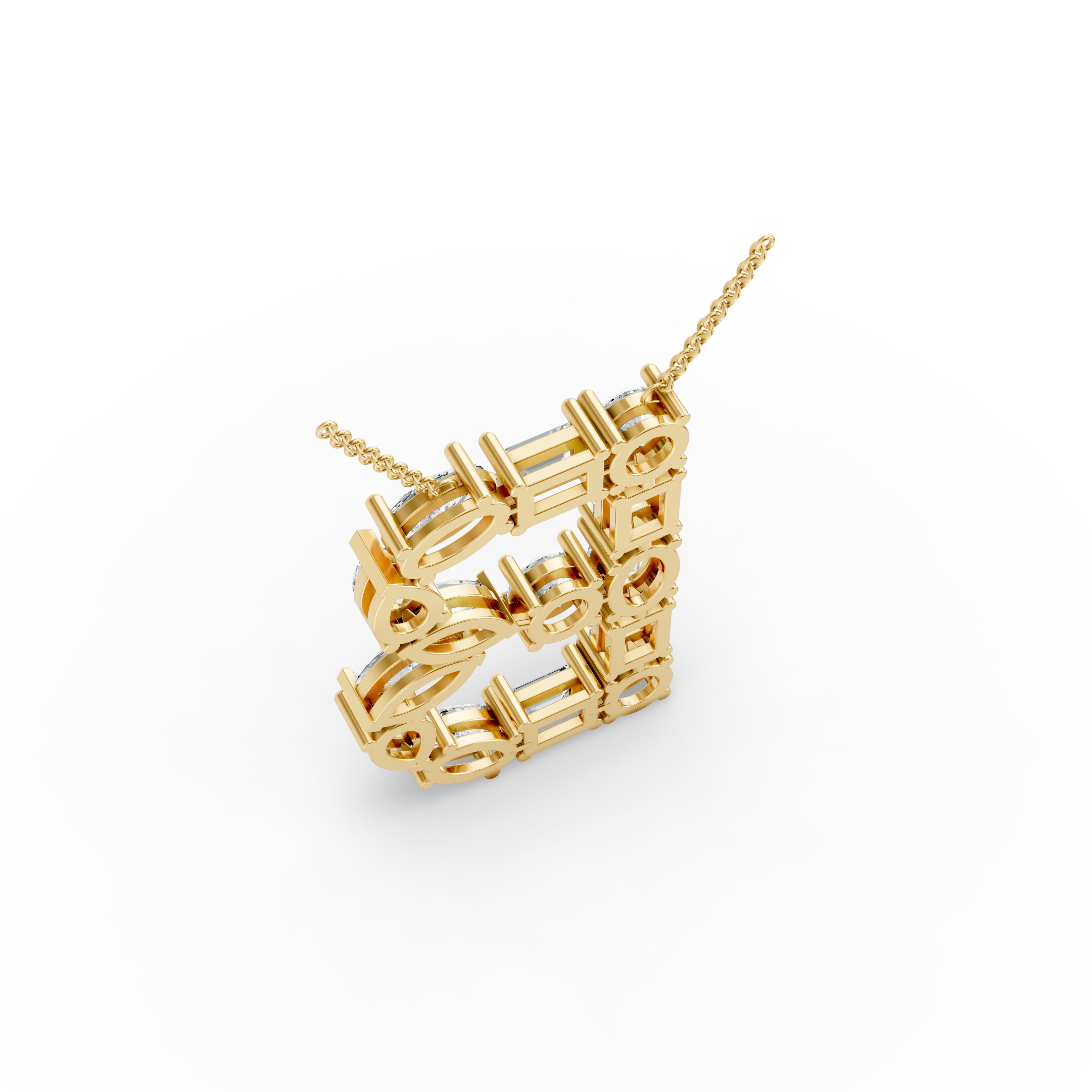 Emerald Shape Diamond Alphabet Collection in Gold