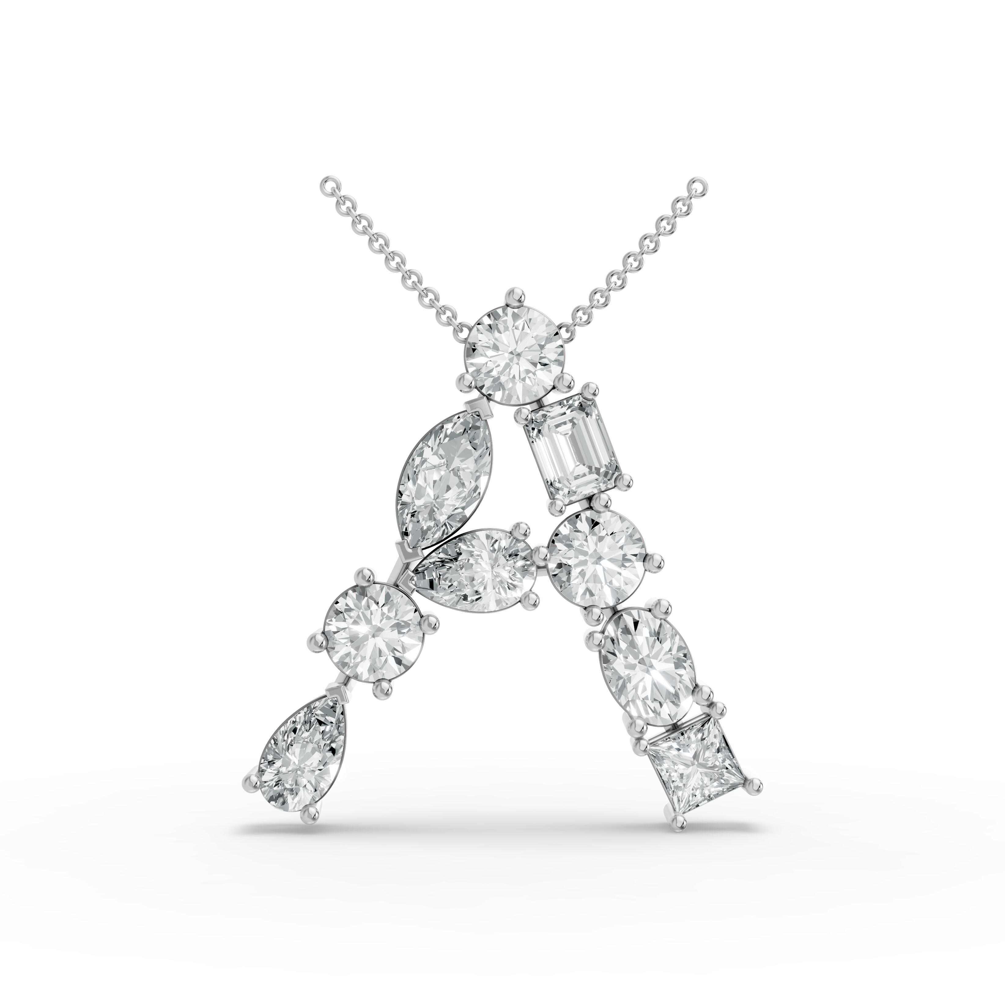 Princess Shape Diamond Alphabet Collection in Gold