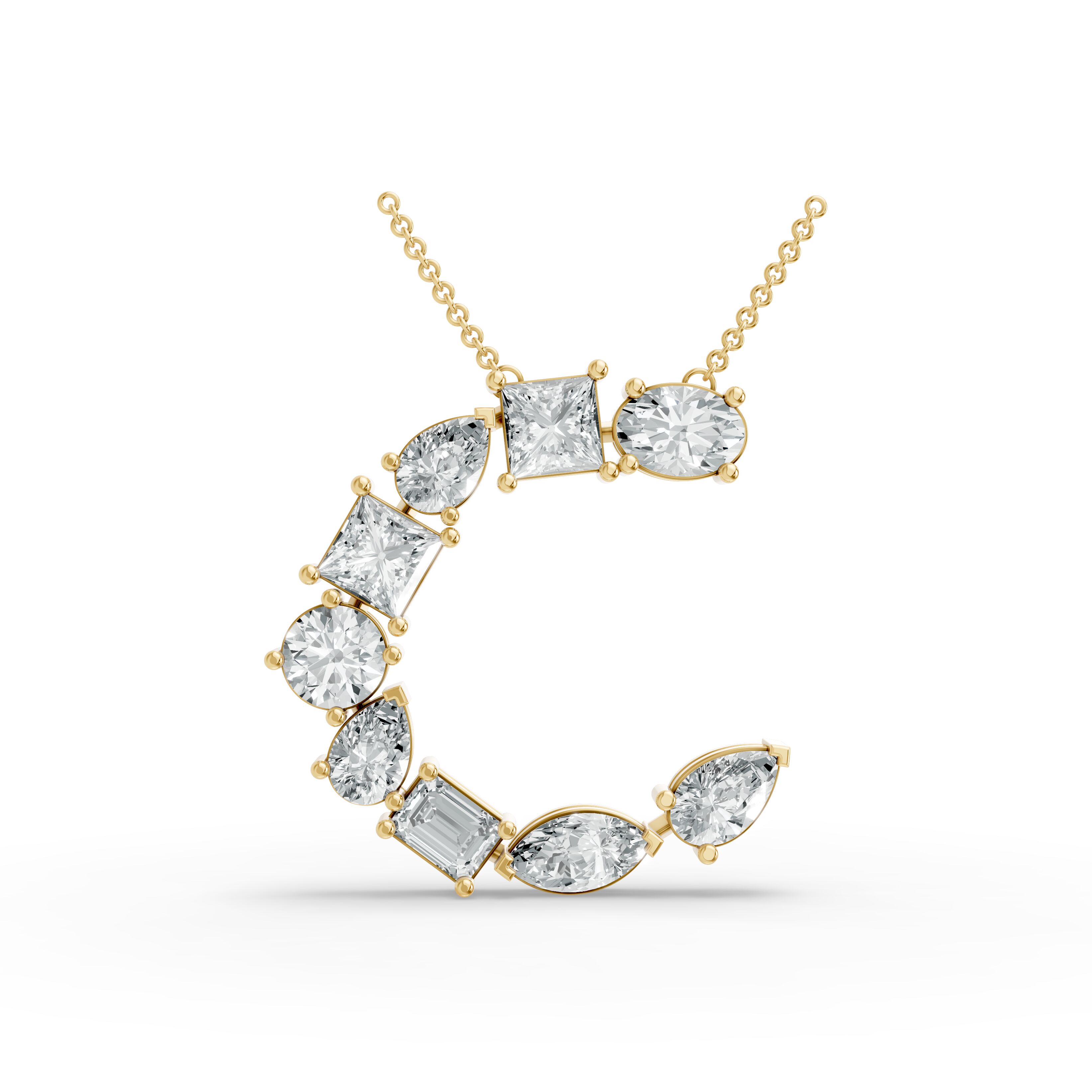 Round Shape Diamond Alphabet Collection in Gold