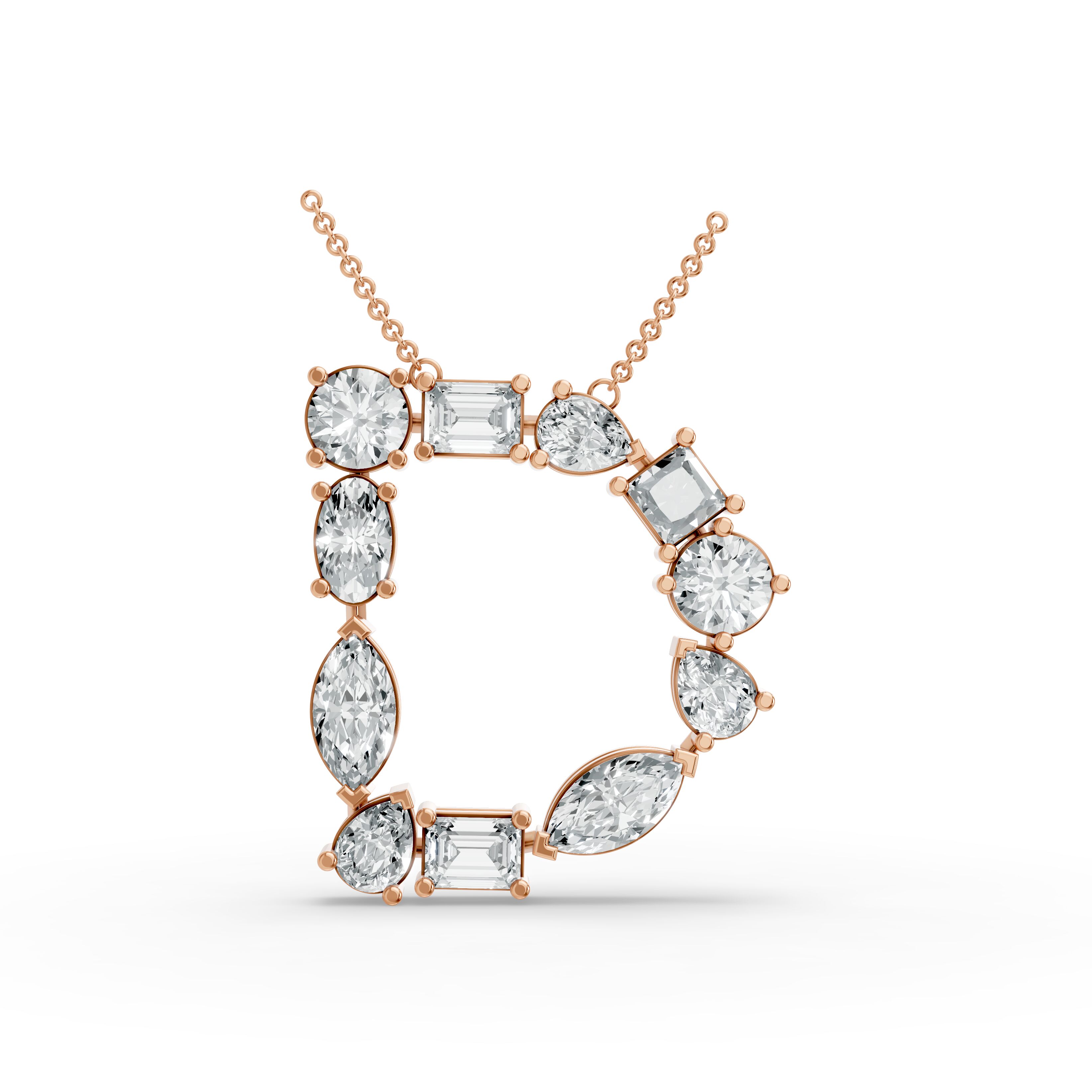 Round Shape Diamond Alphabet Collection in Gold
