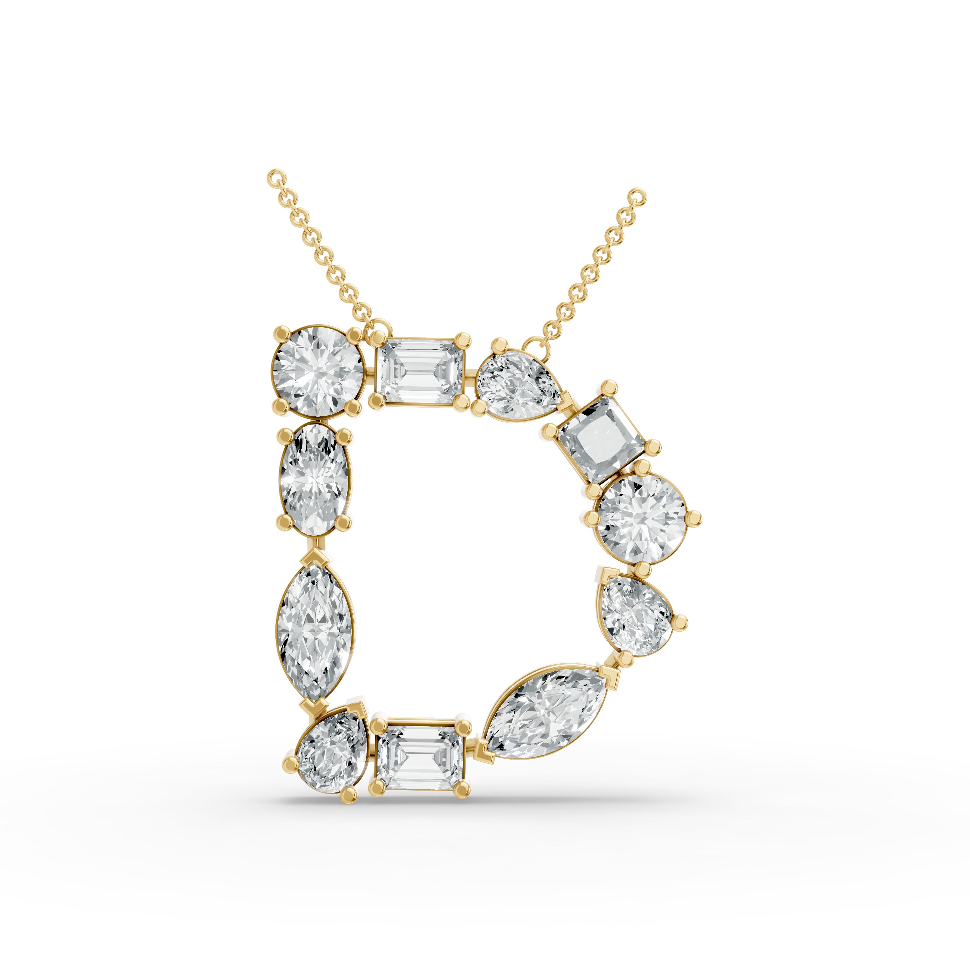 Round Shape Diamond Alphabet Collection in Gold