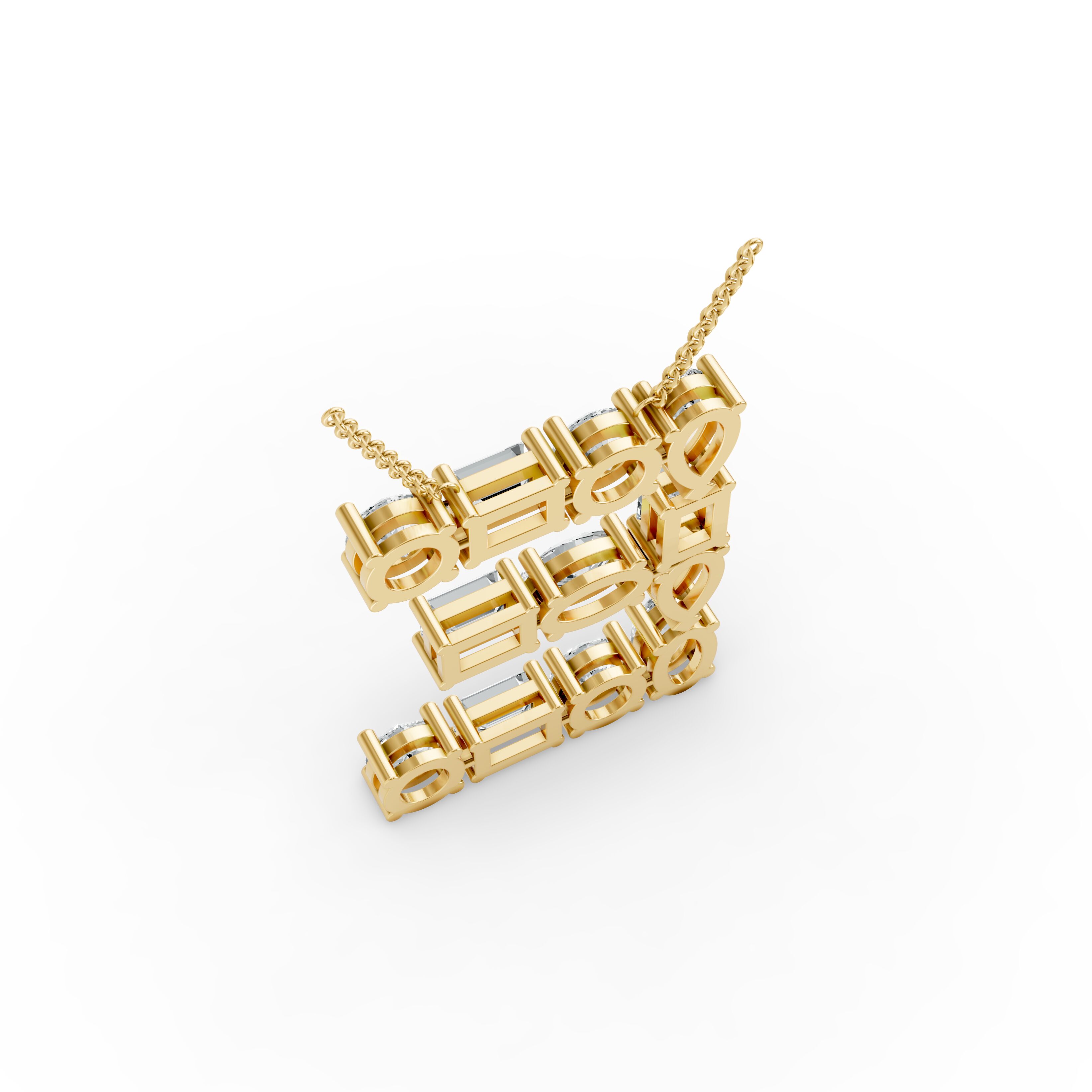 Emerald Shape Diamond Alphabet Collection in Gold
