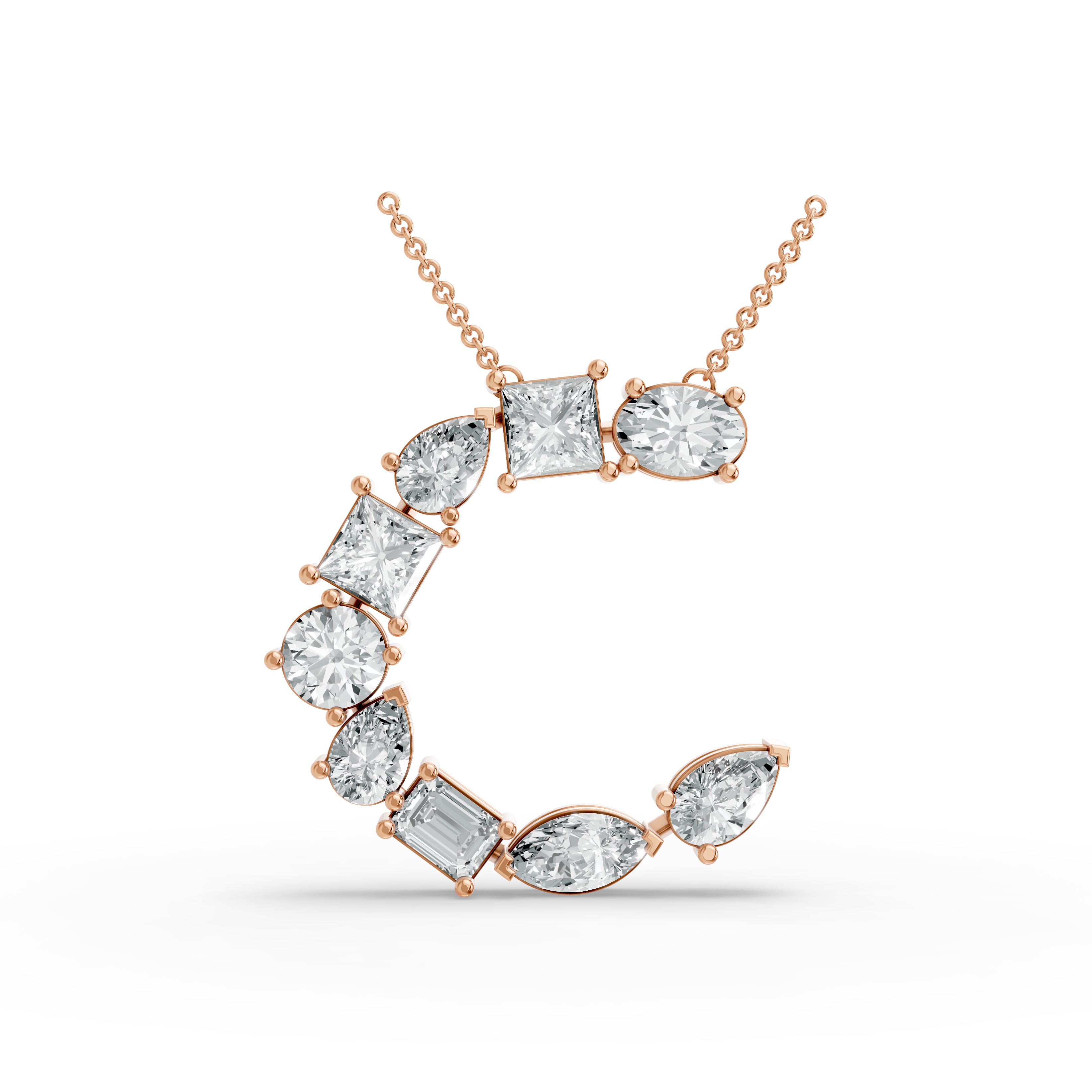 Round Shape Diamond Alphabet Collection in Gold