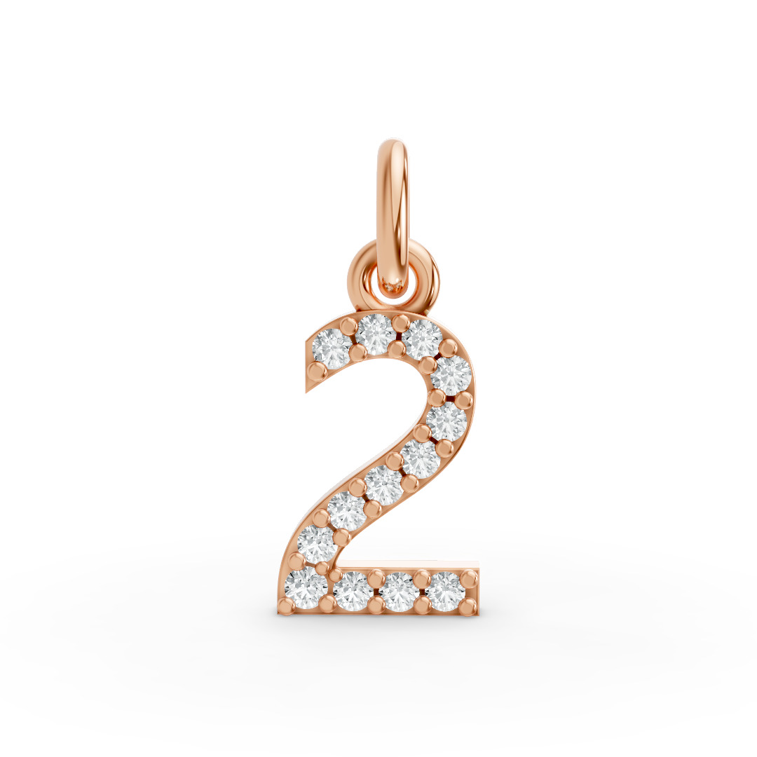 Round Shape Diamond Numeric Collection in Gold