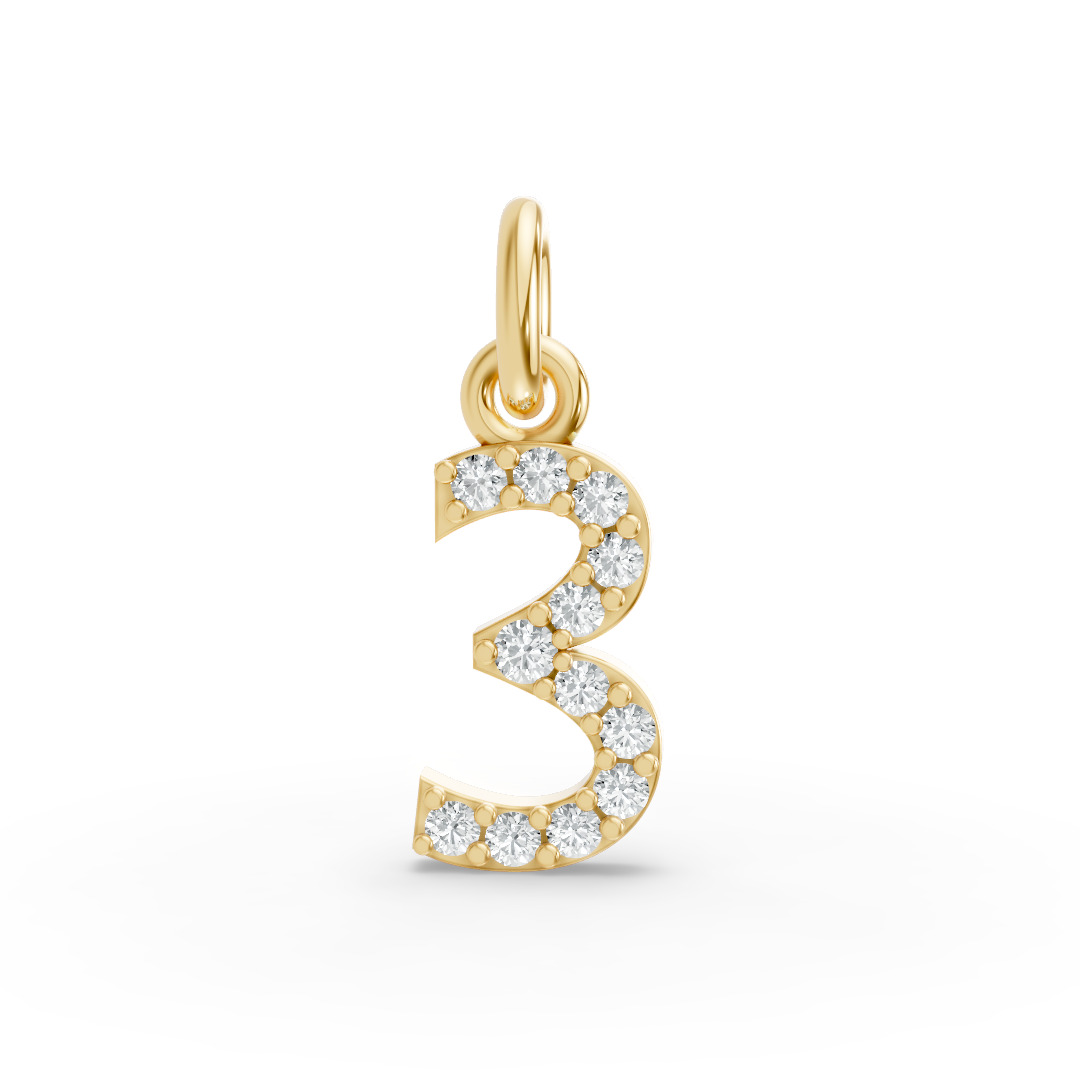 Round Shape Diamond Numeric Collection in Gold