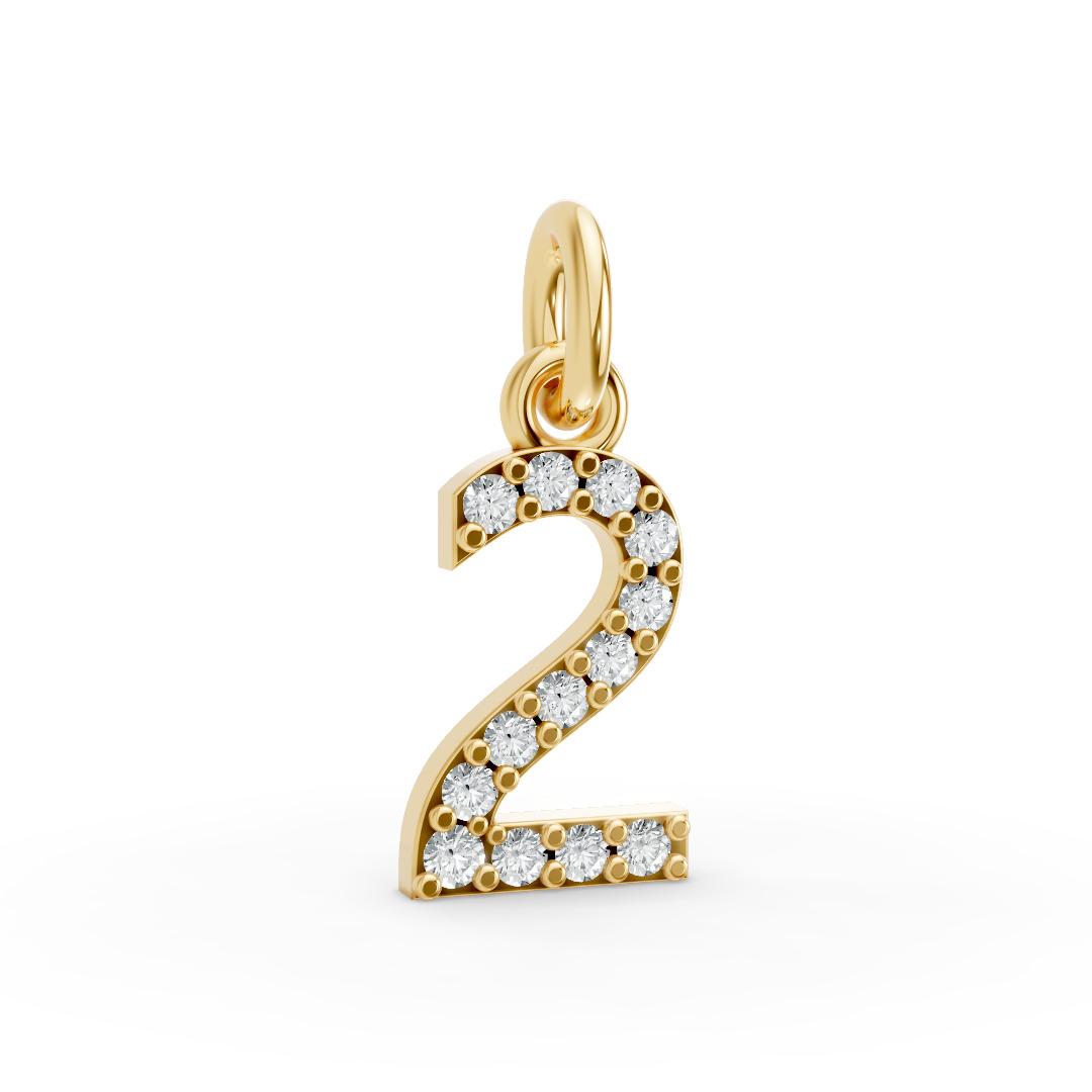 Round Shape Diamond Numeric Collection in Gold