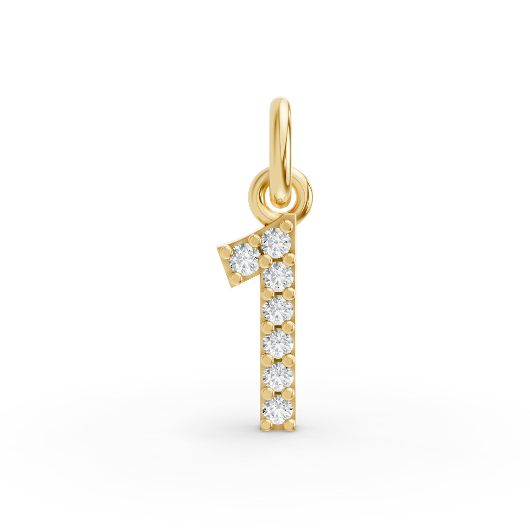 Round Shape Diamond Numeric Collection in Gold