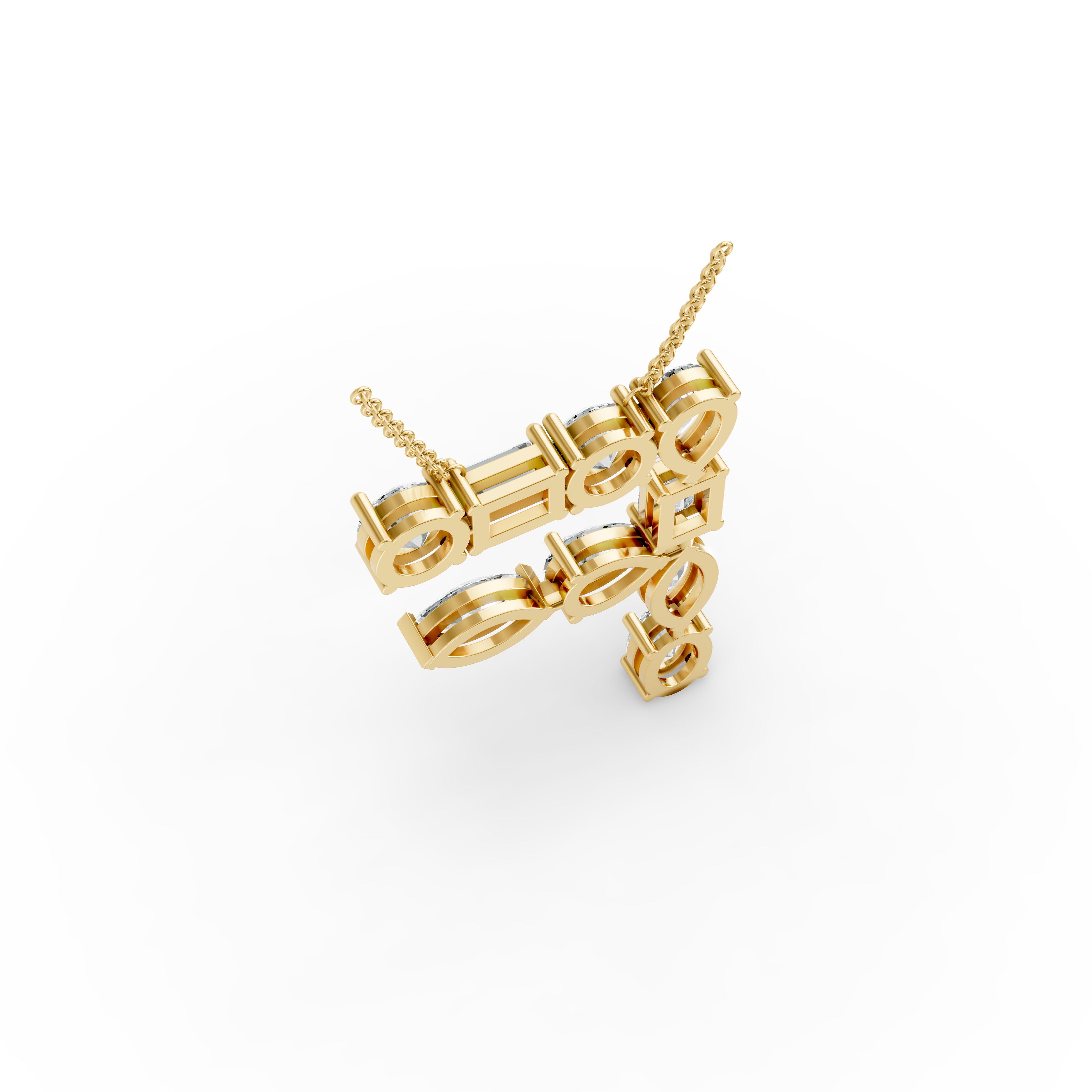 Oval Shape Diamond Alphabet Collection in Gold