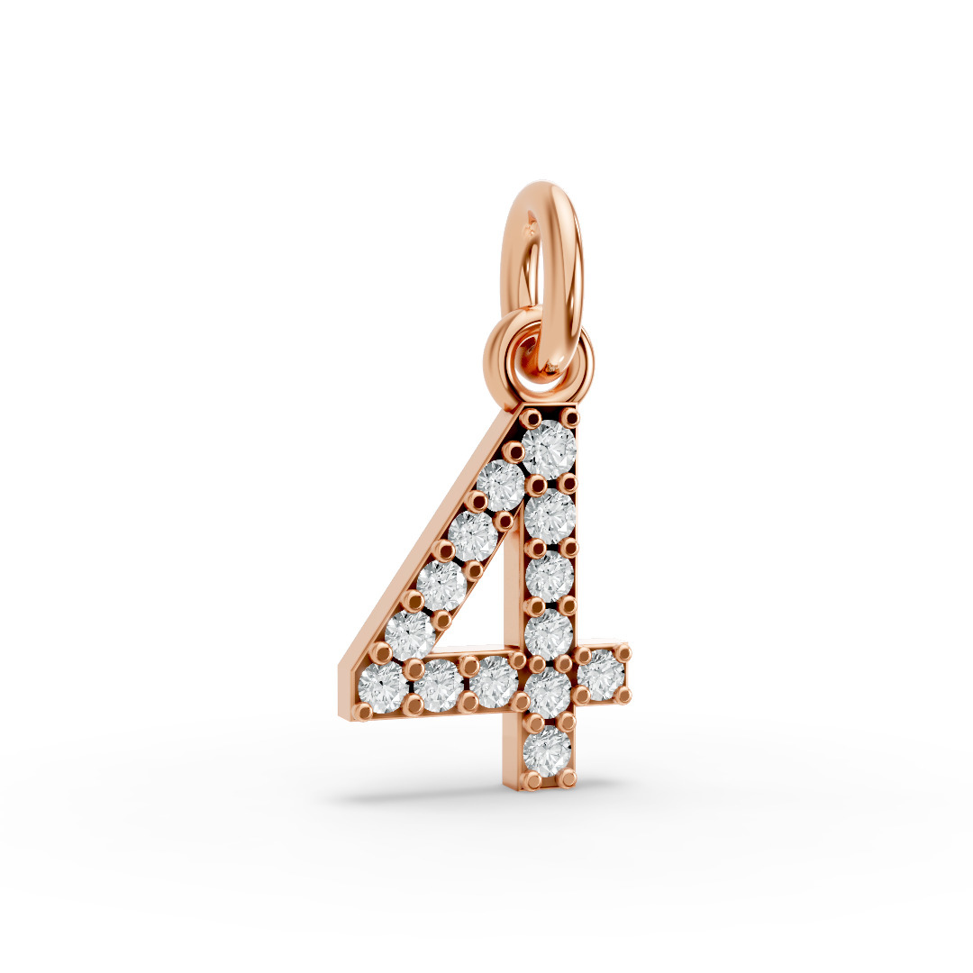 Round Shape Diamond Numeric Collection in Gold