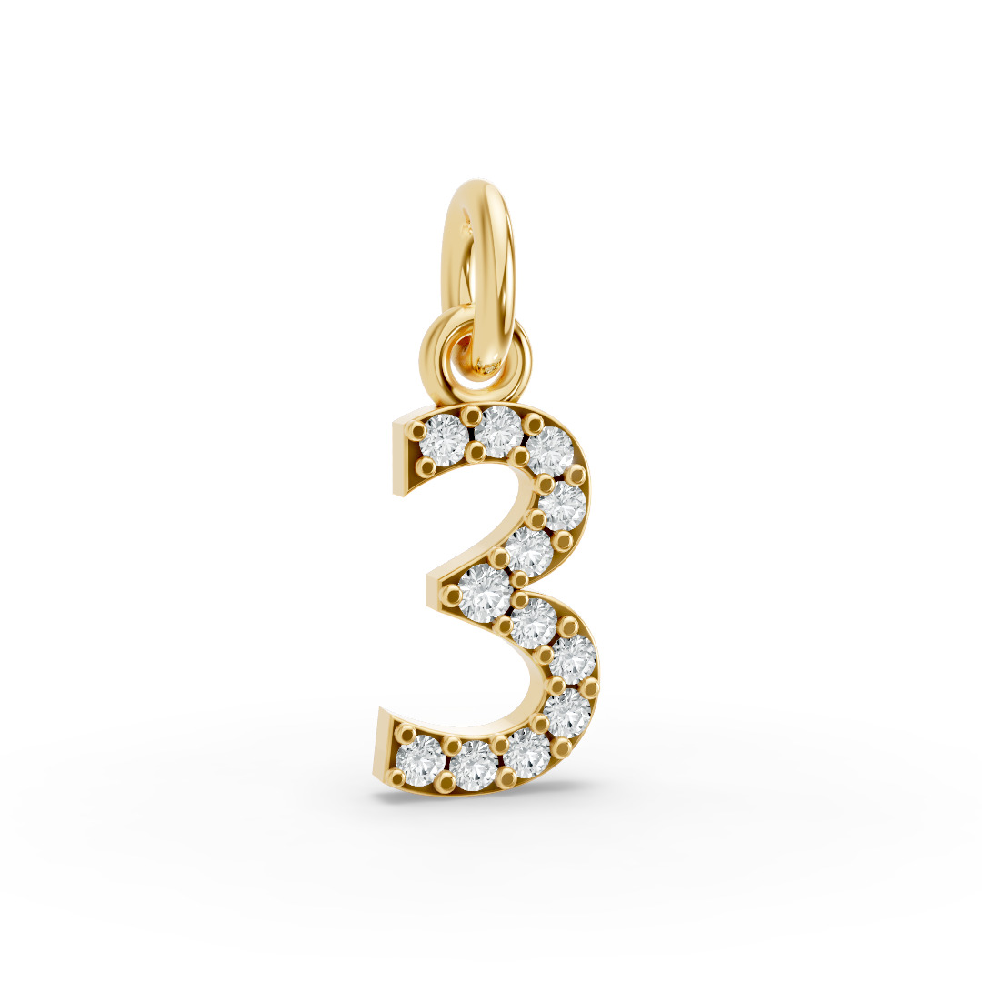 Round Shape Diamond Numeric Collection in Gold
