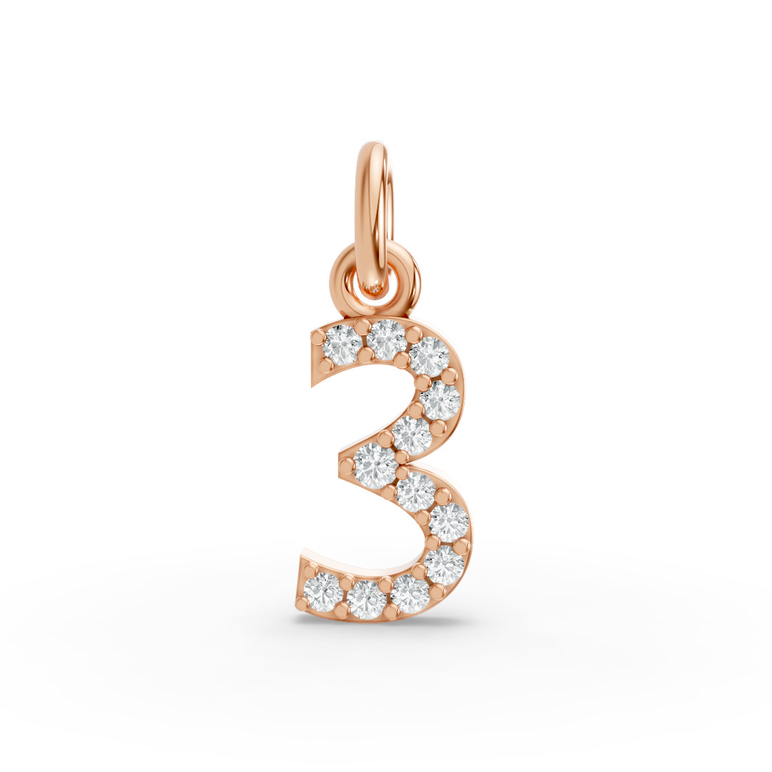 Round Shape Diamond Numeric Collection in Gold