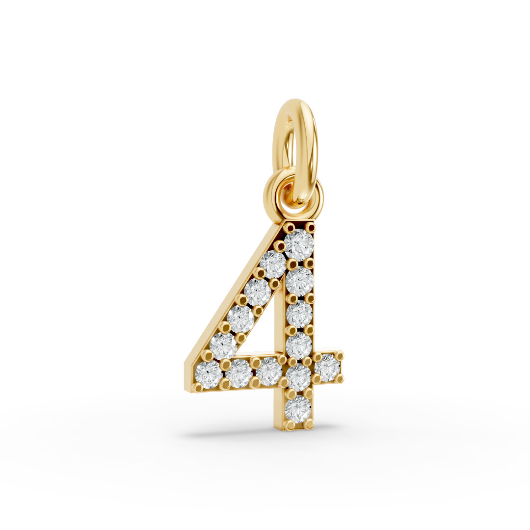Round Shape Diamond Numeric Collection in Gold