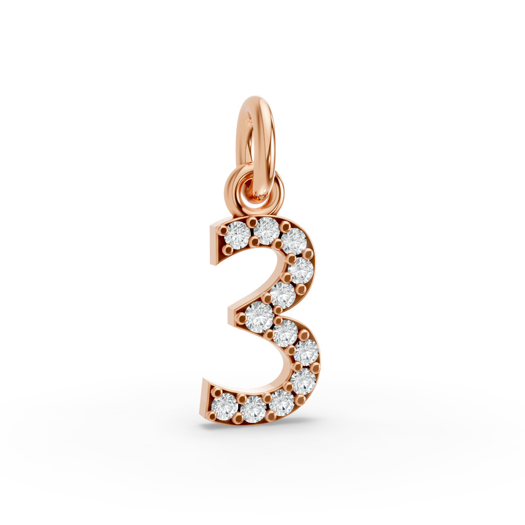 Round Shape Diamond Numeric Collection in Gold