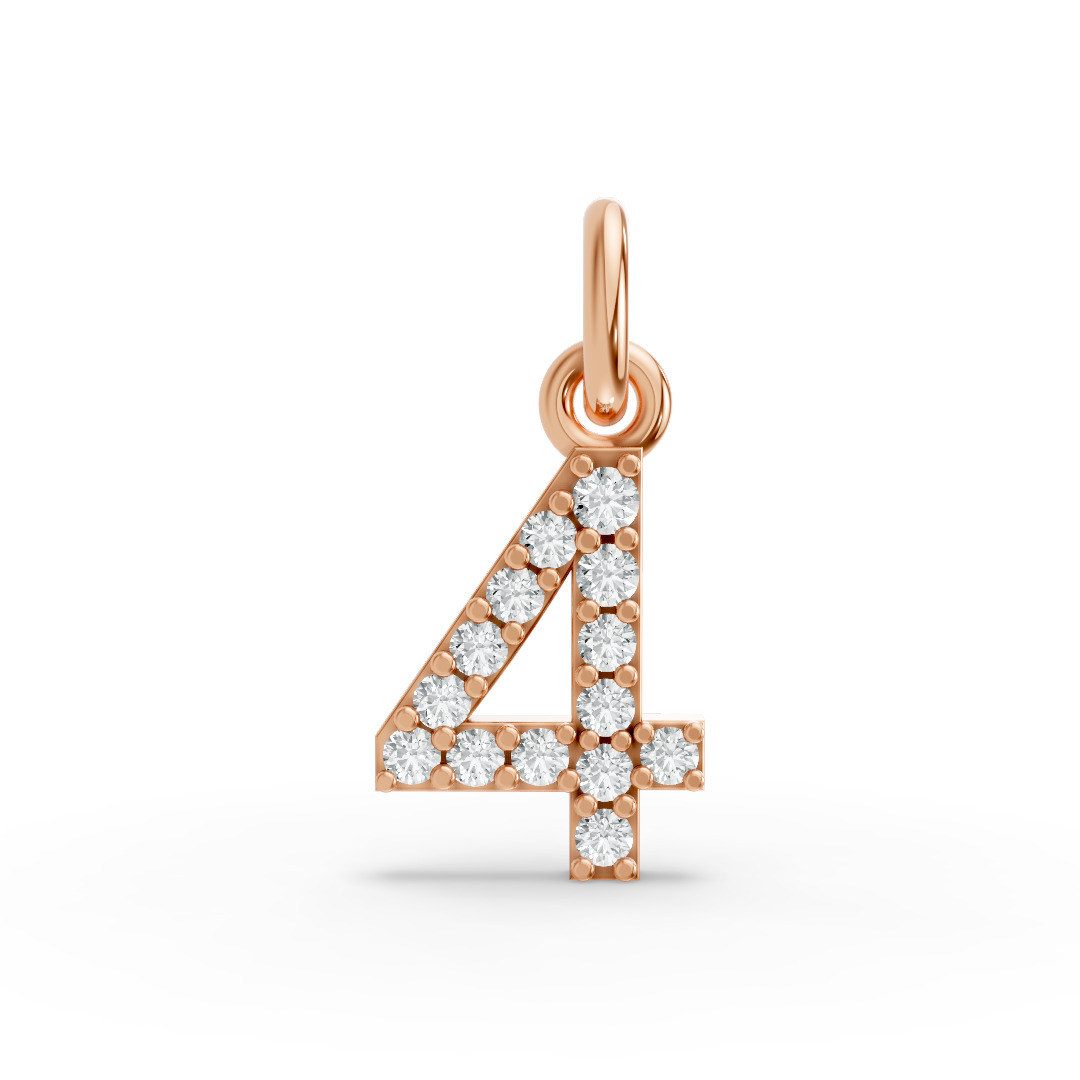 Round Shape Diamond Numeric Collection in Gold