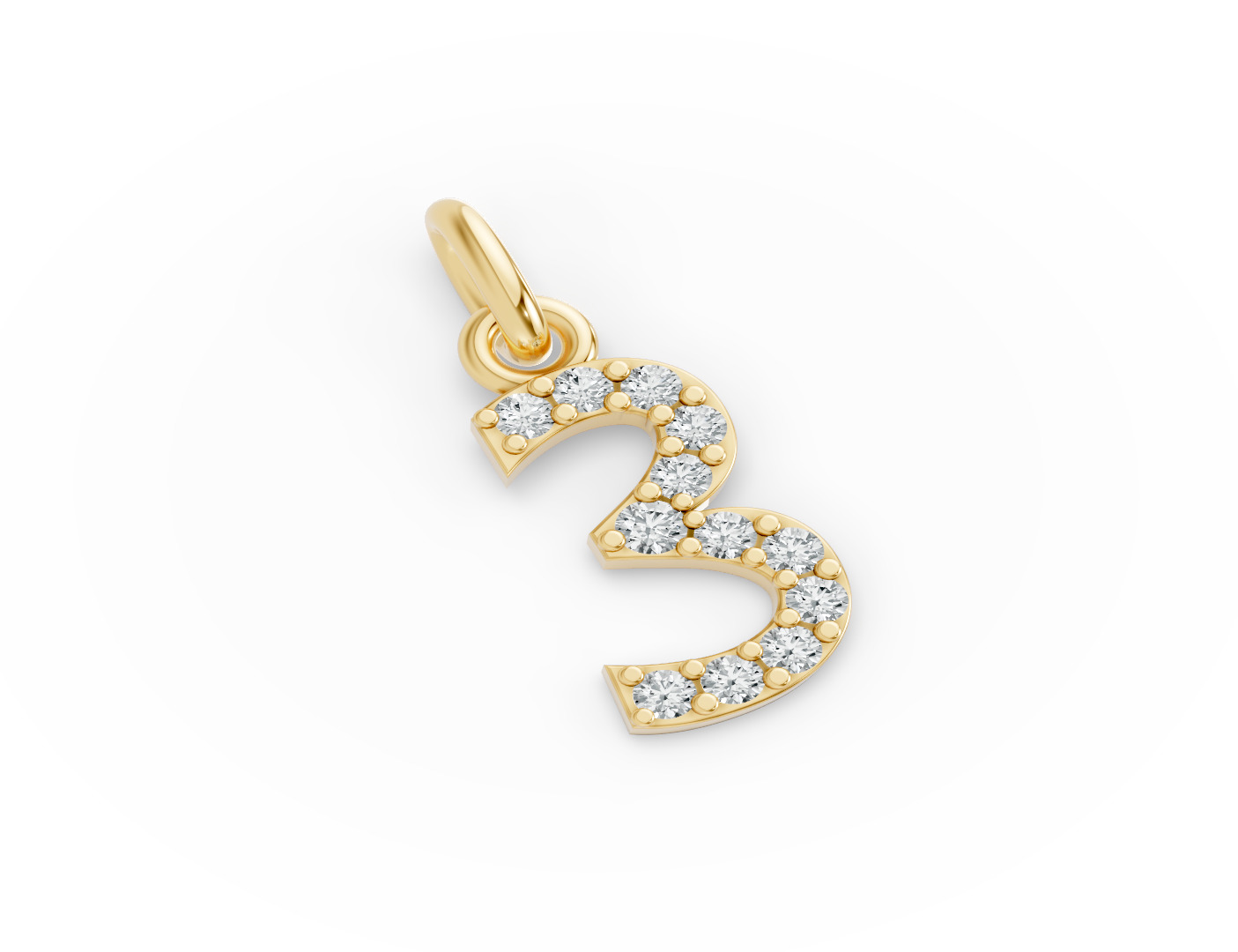 Round Shape Diamond Numeric Collection in Gold