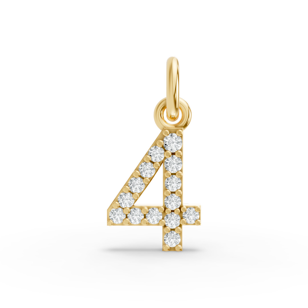 Round Shape Diamond Numeric Collection in Gold