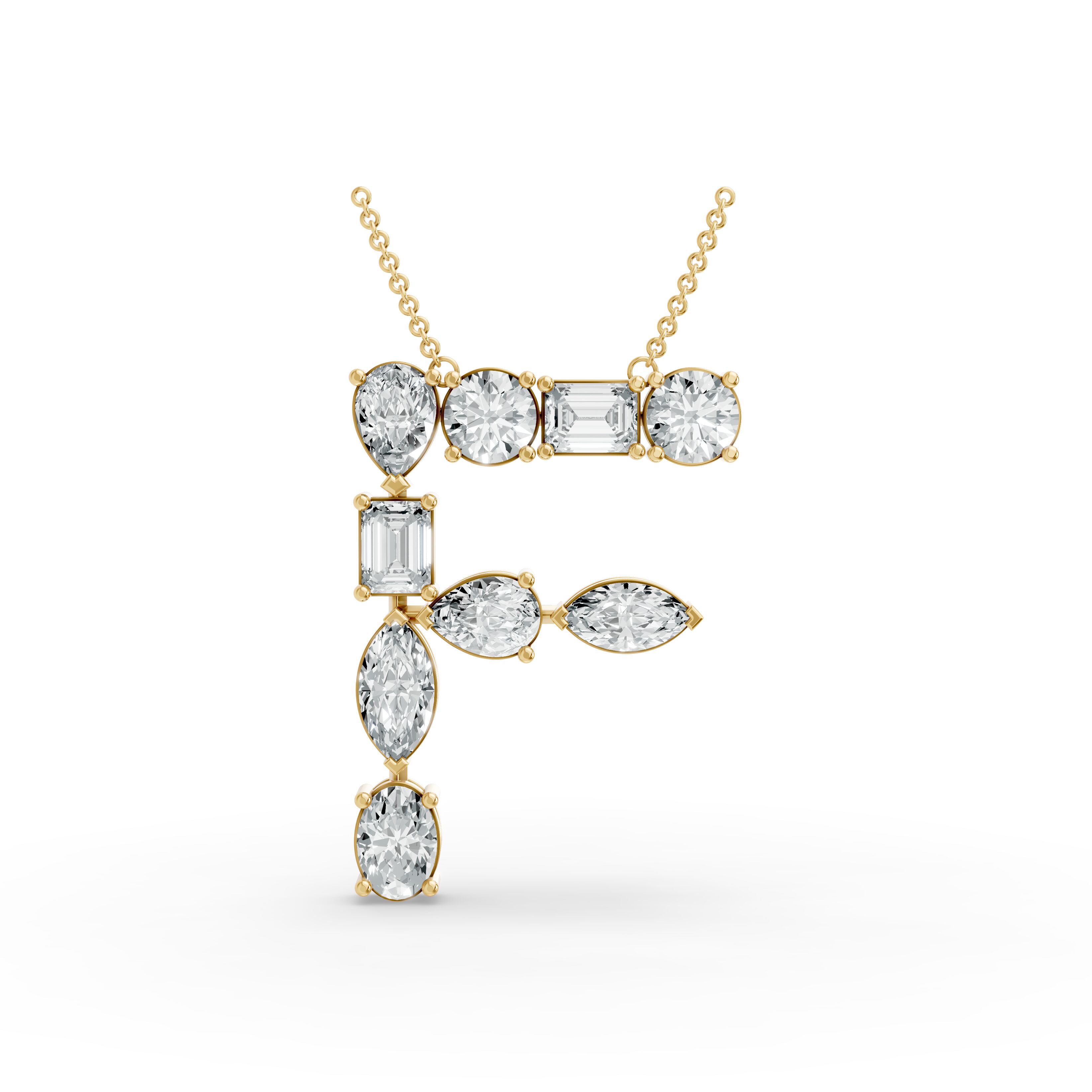 Oval Shape Diamond Alphabet Collection in Gold