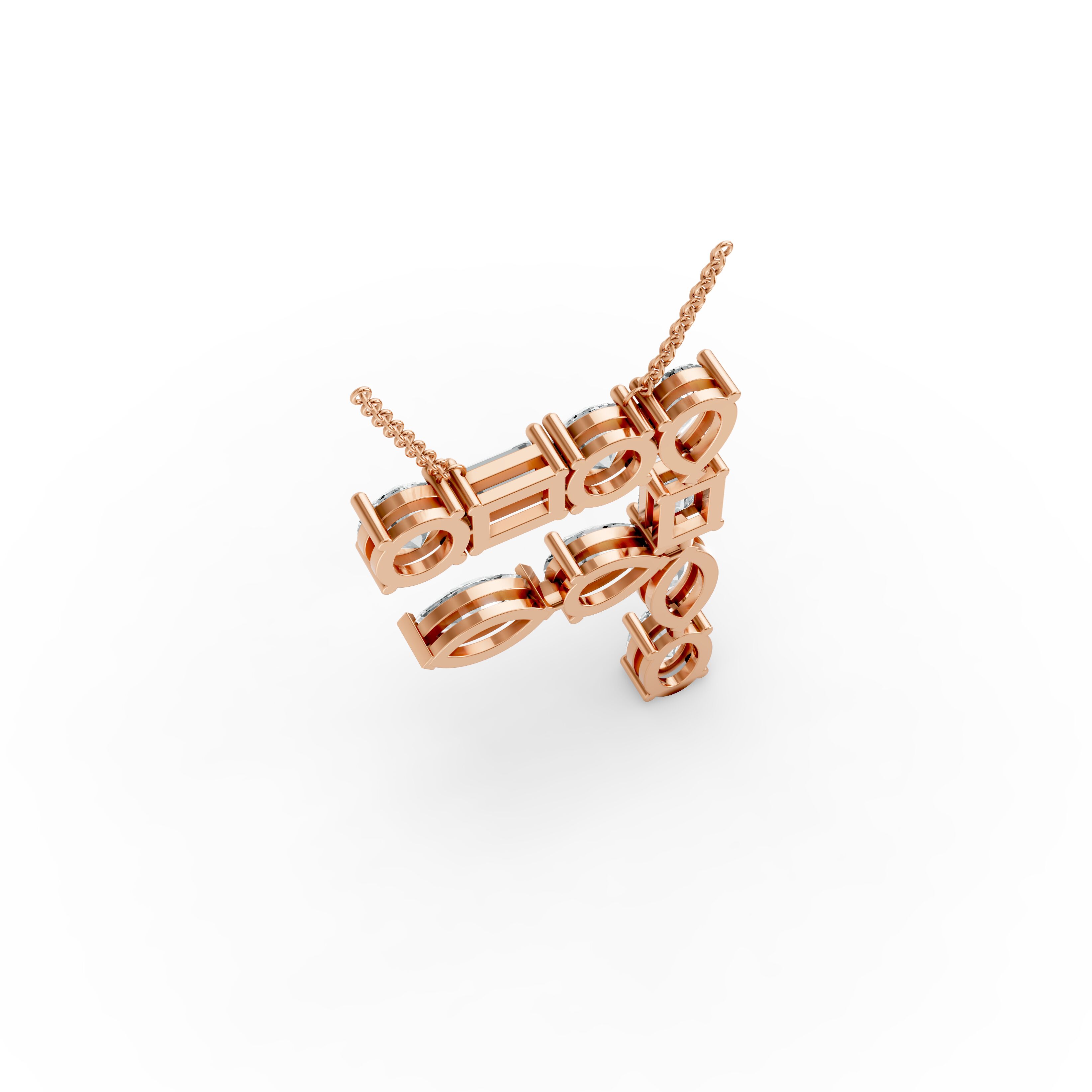 Oval Shape Diamond Alphabet Collection in Gold