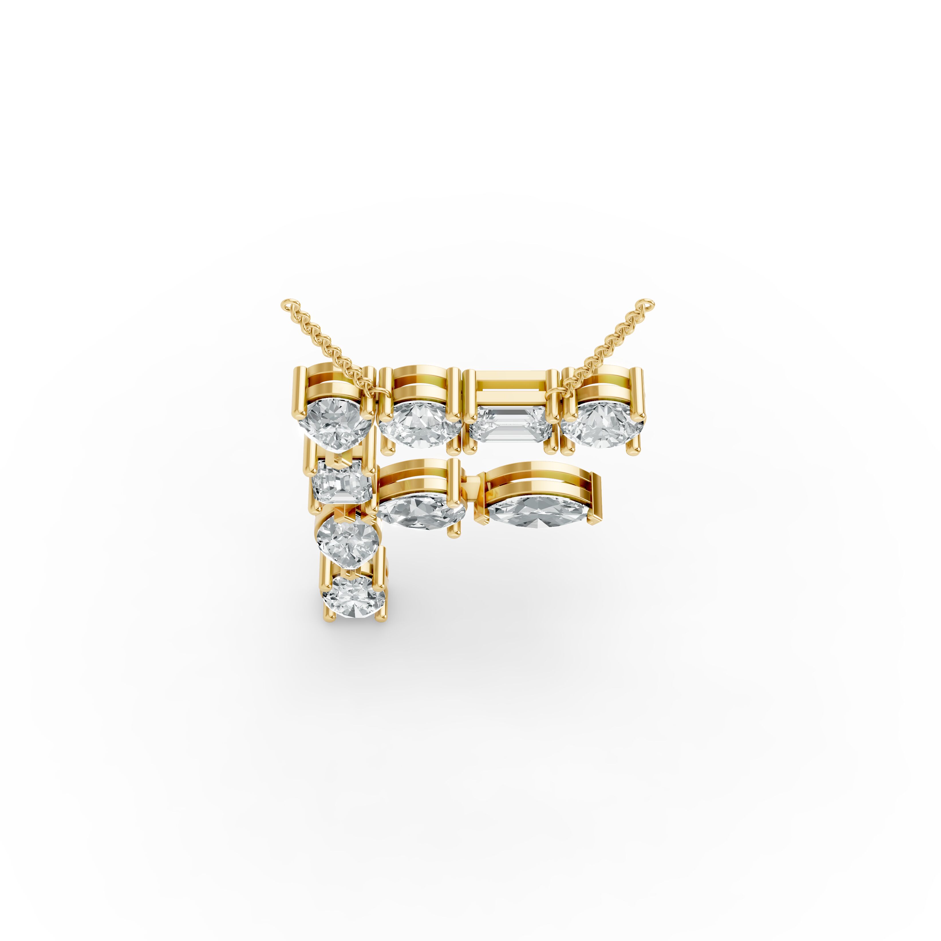 Oval Shape Diamond Alphabet Collection in Gold