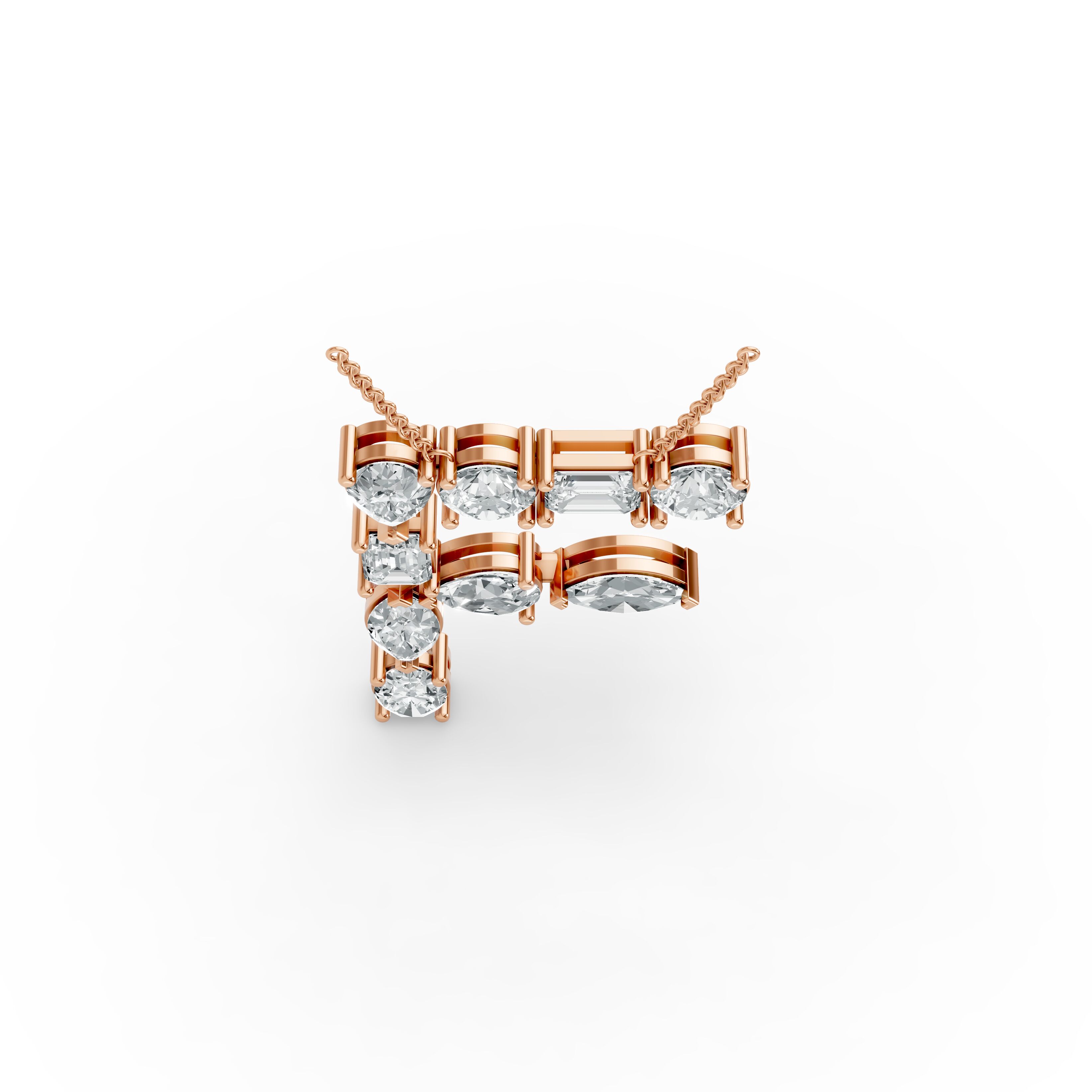 Oval Shape Diamond Alphabet Collection in Gold