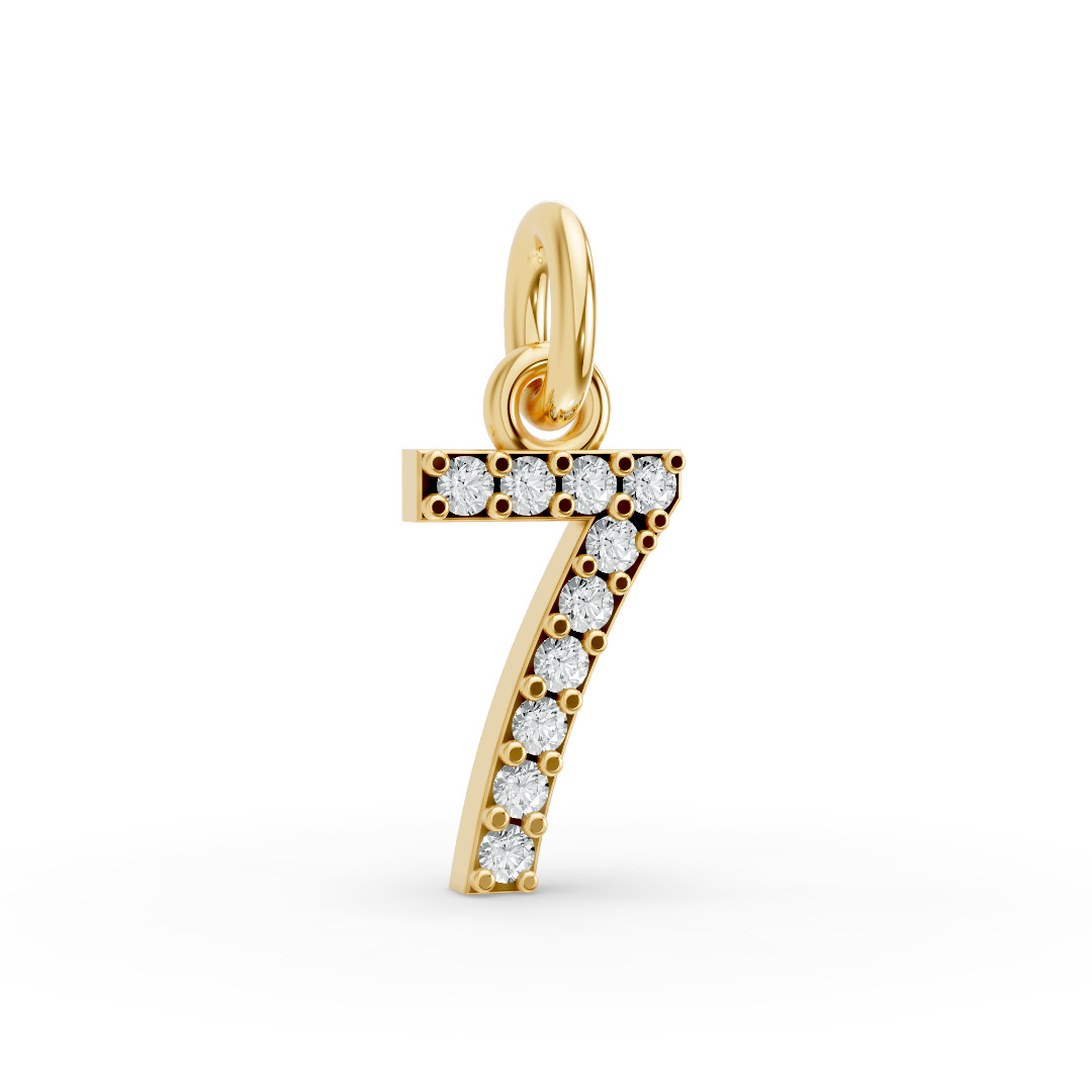 Round Shape Diamond Numeric Collection in Gold