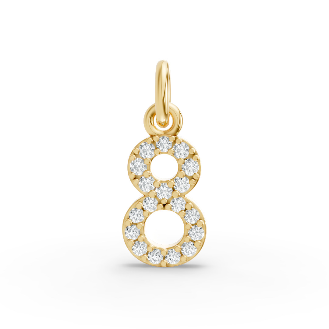 Round Shape Diamond Numeric Collection in Gold