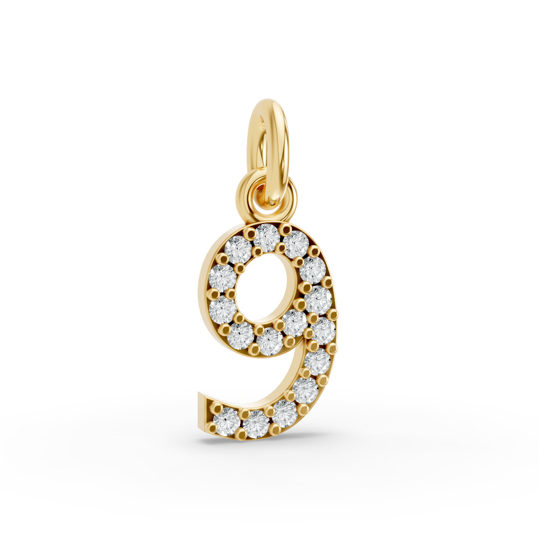 Round Shape Diamond Numeric Collection in Gold
