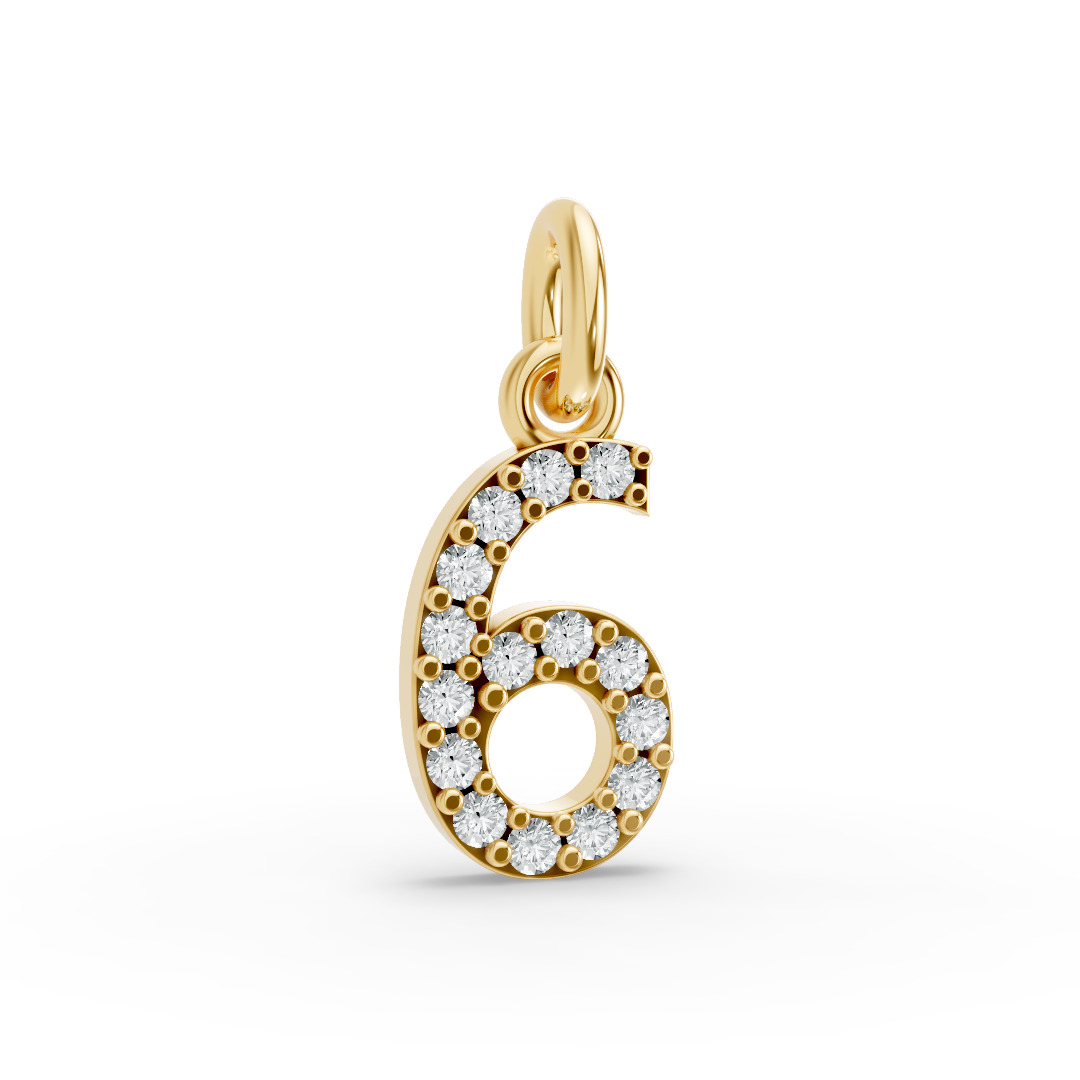 Round Shape Diamond Numeric Collection in Gold