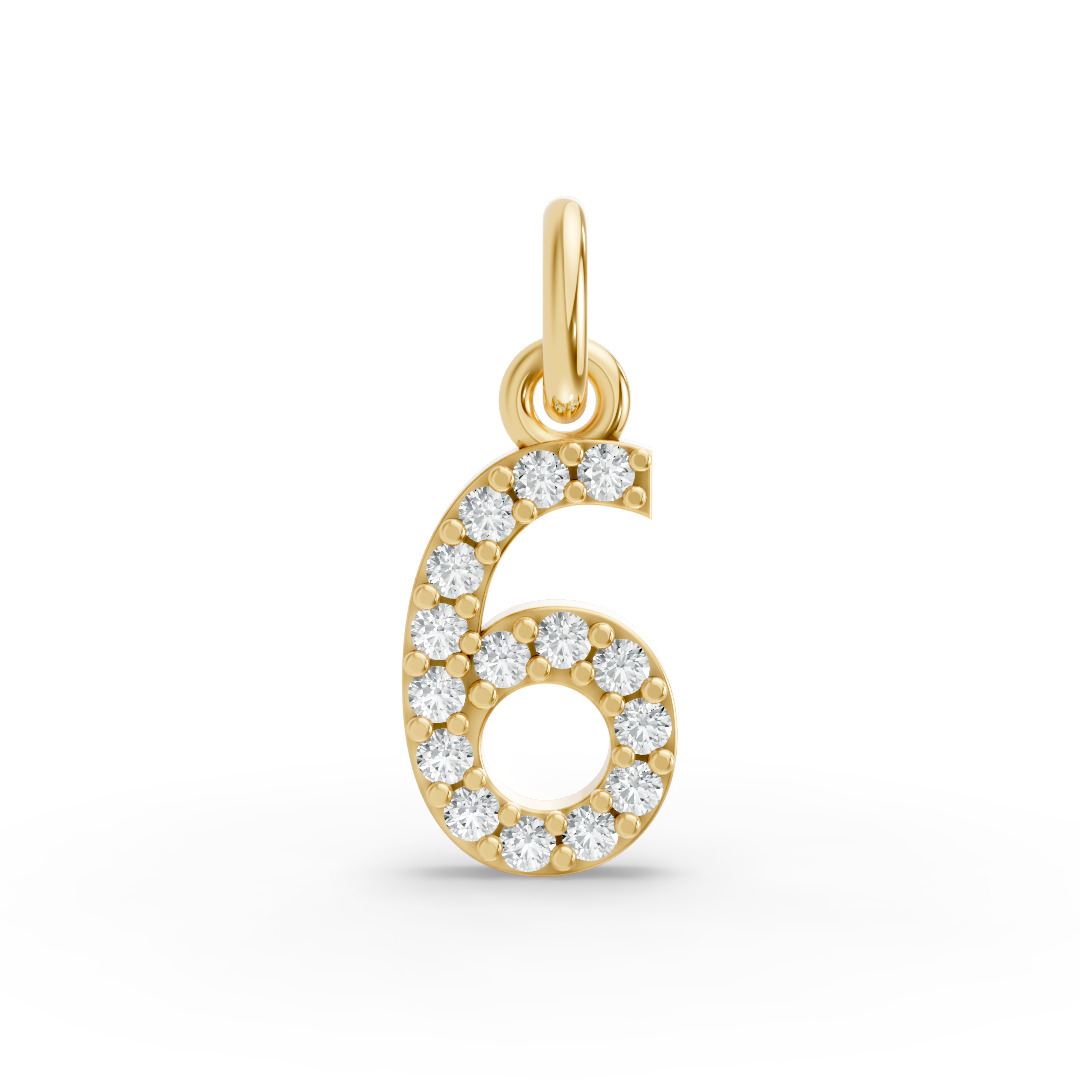 Round Shape Diamond Numeric Collection in Gold
